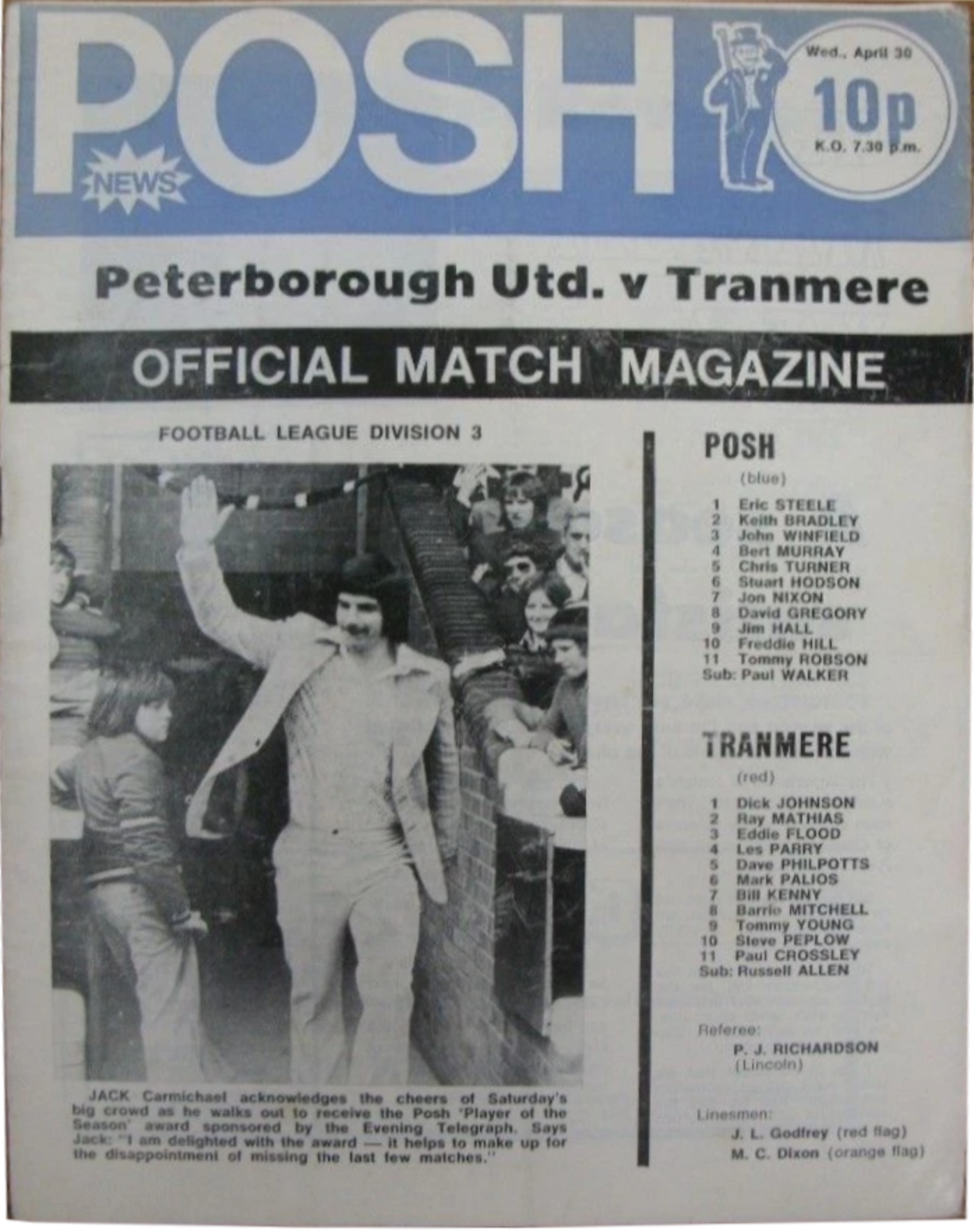 Match Programme for 30/04/1975