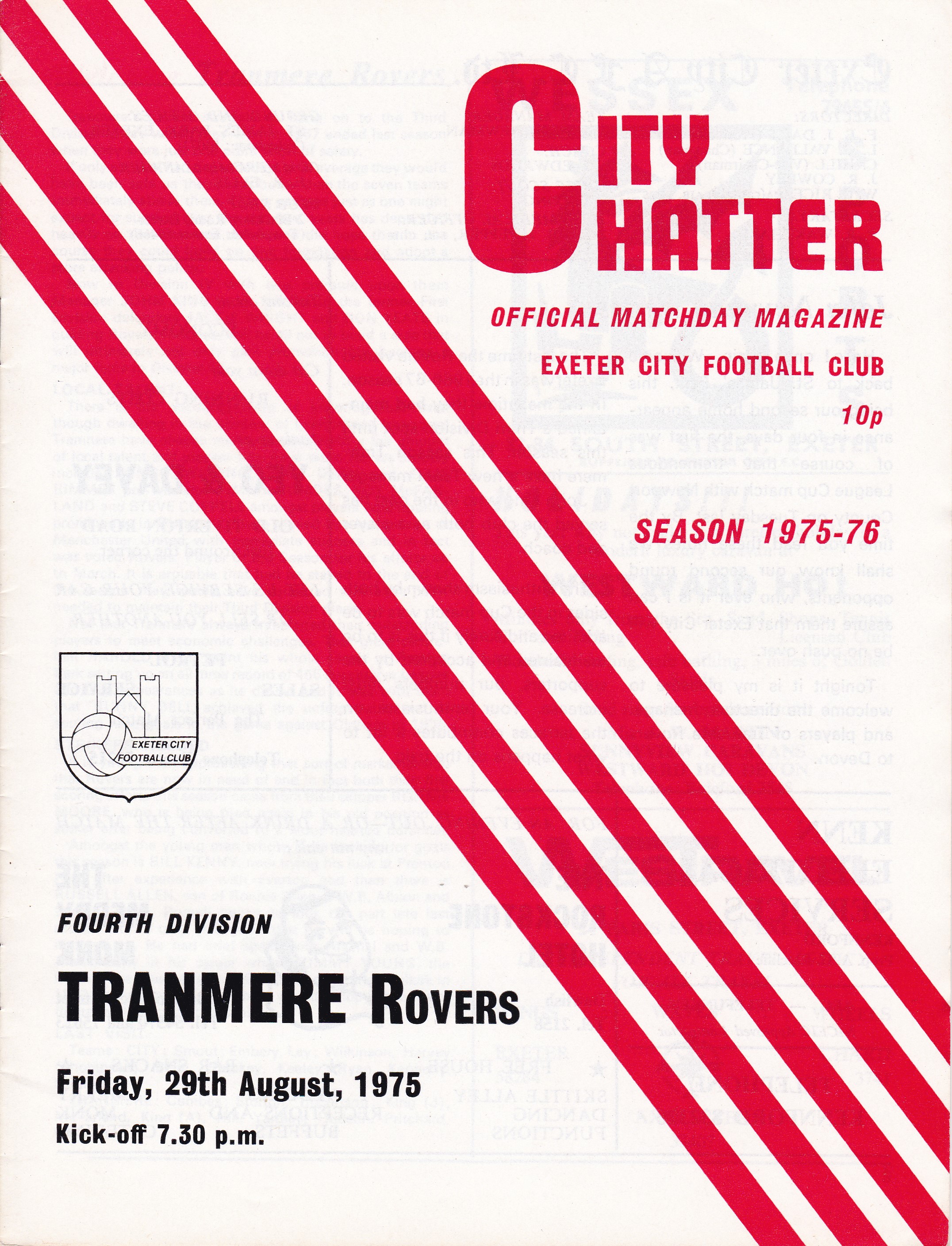 Match Programme for 29/08/1975