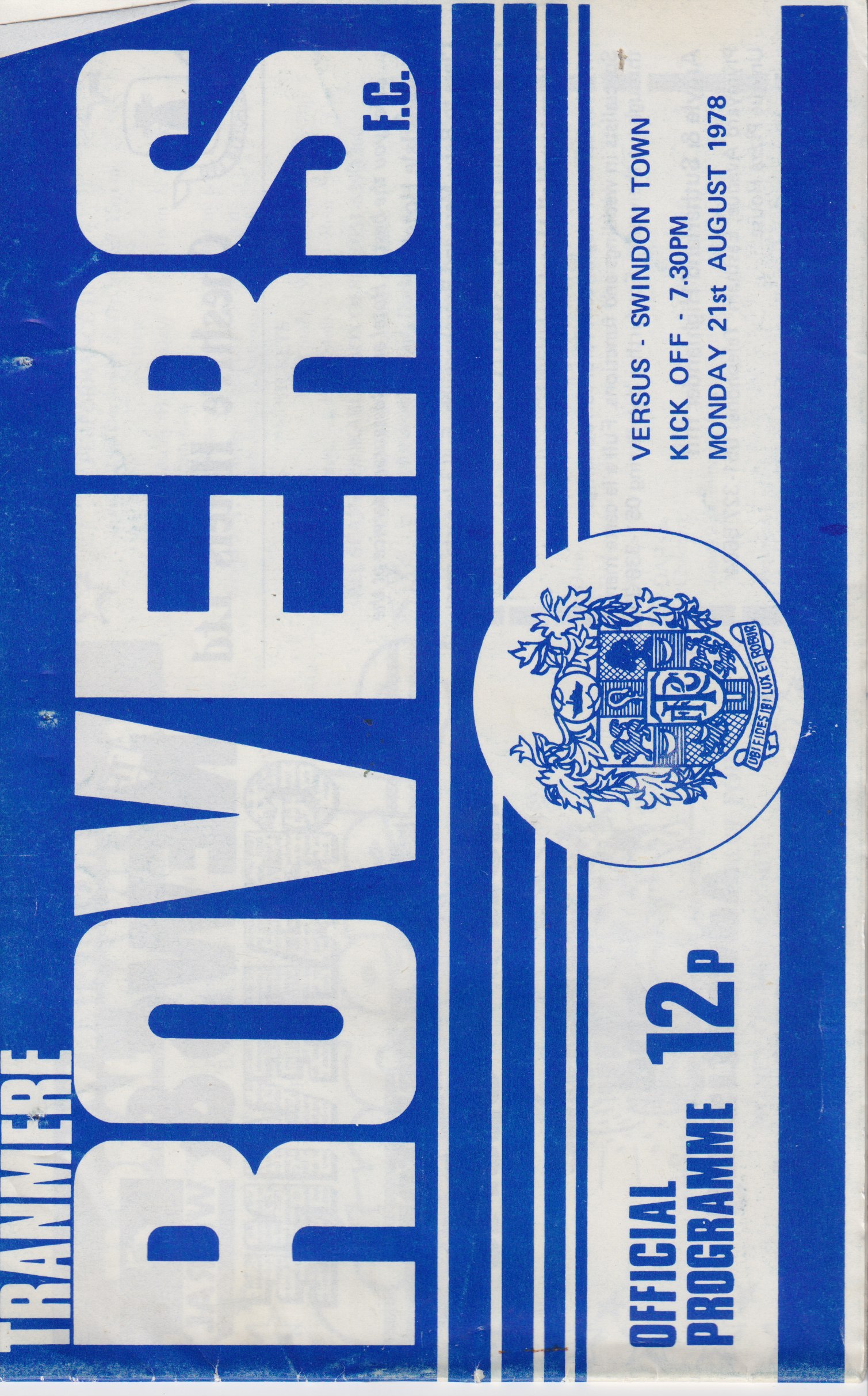 Match Programme for 21/08/1978