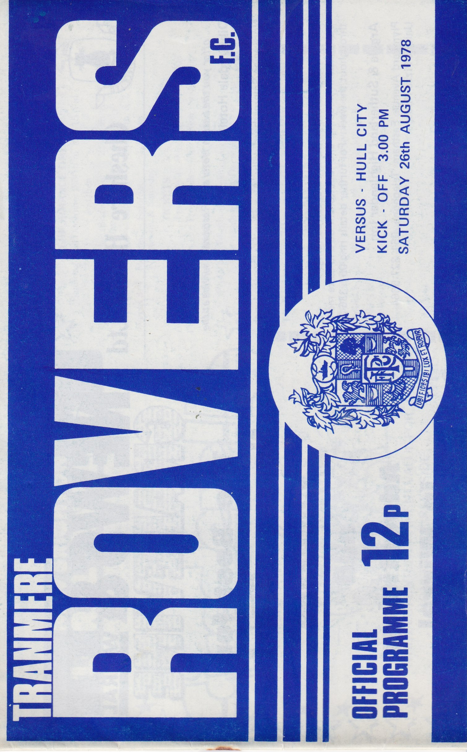 Match Programme for 26/08/1978