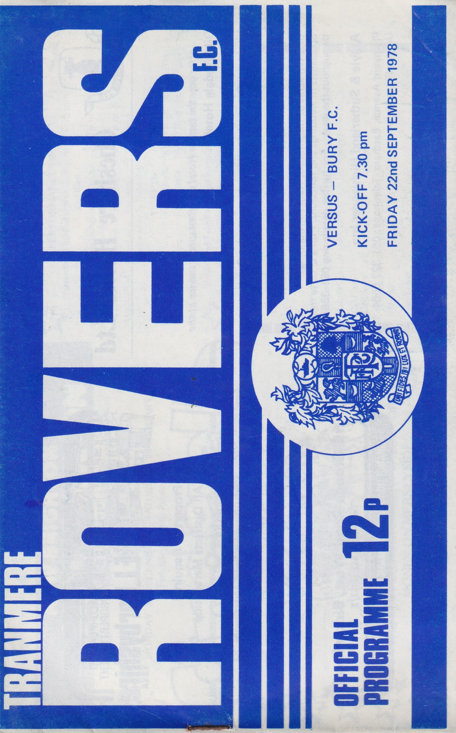 Match Programme for 22/09/1978