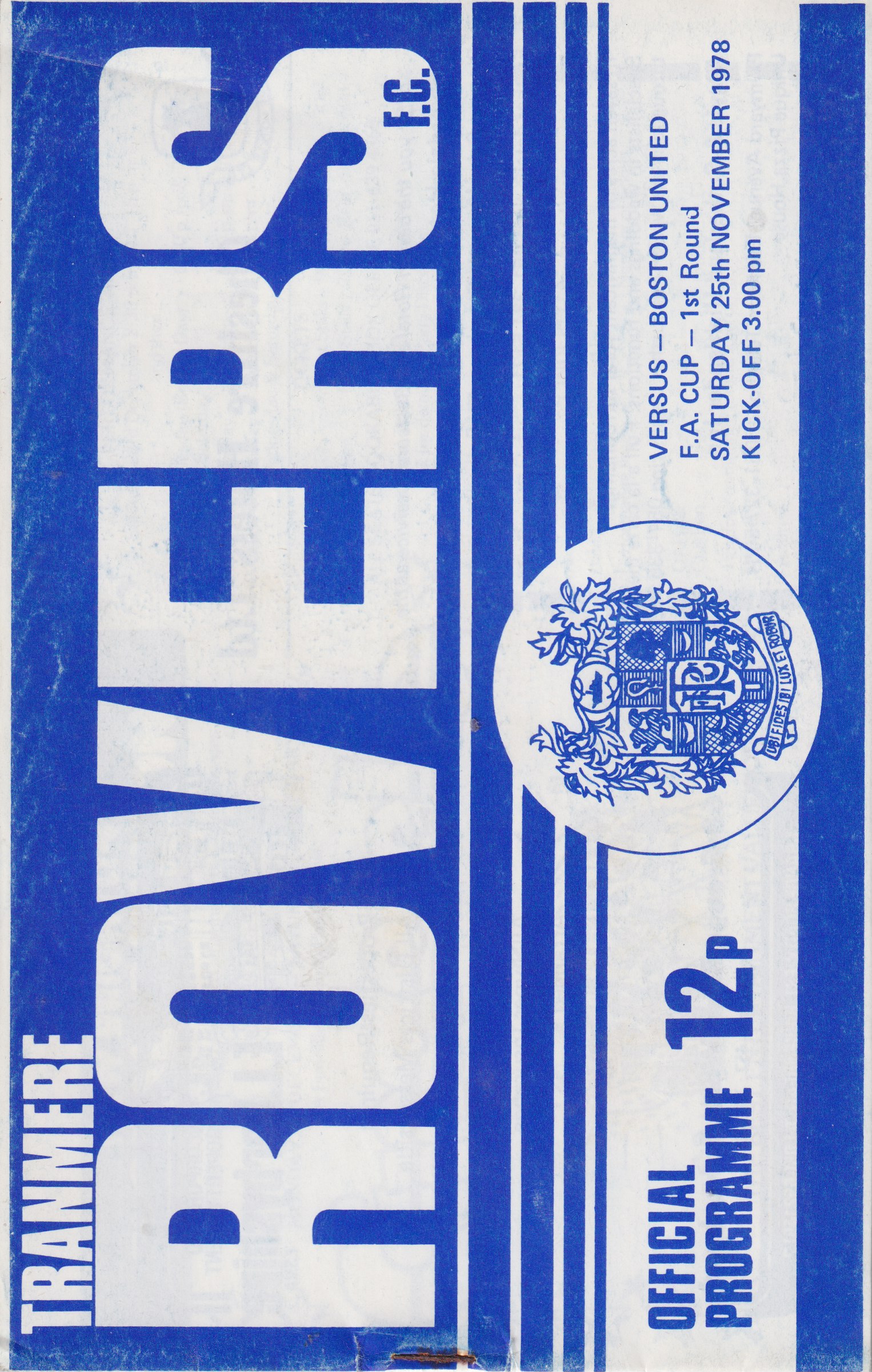 Match Programme for 25/11/1978