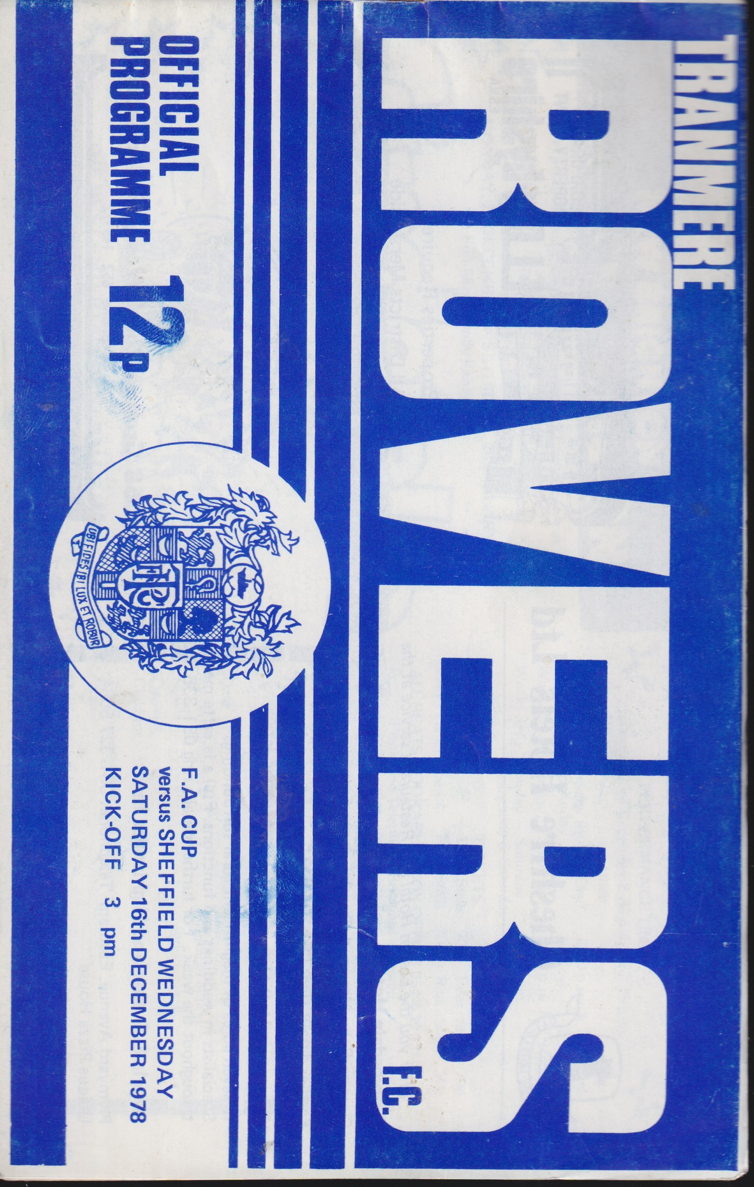 Match Programme for 16/12/1978