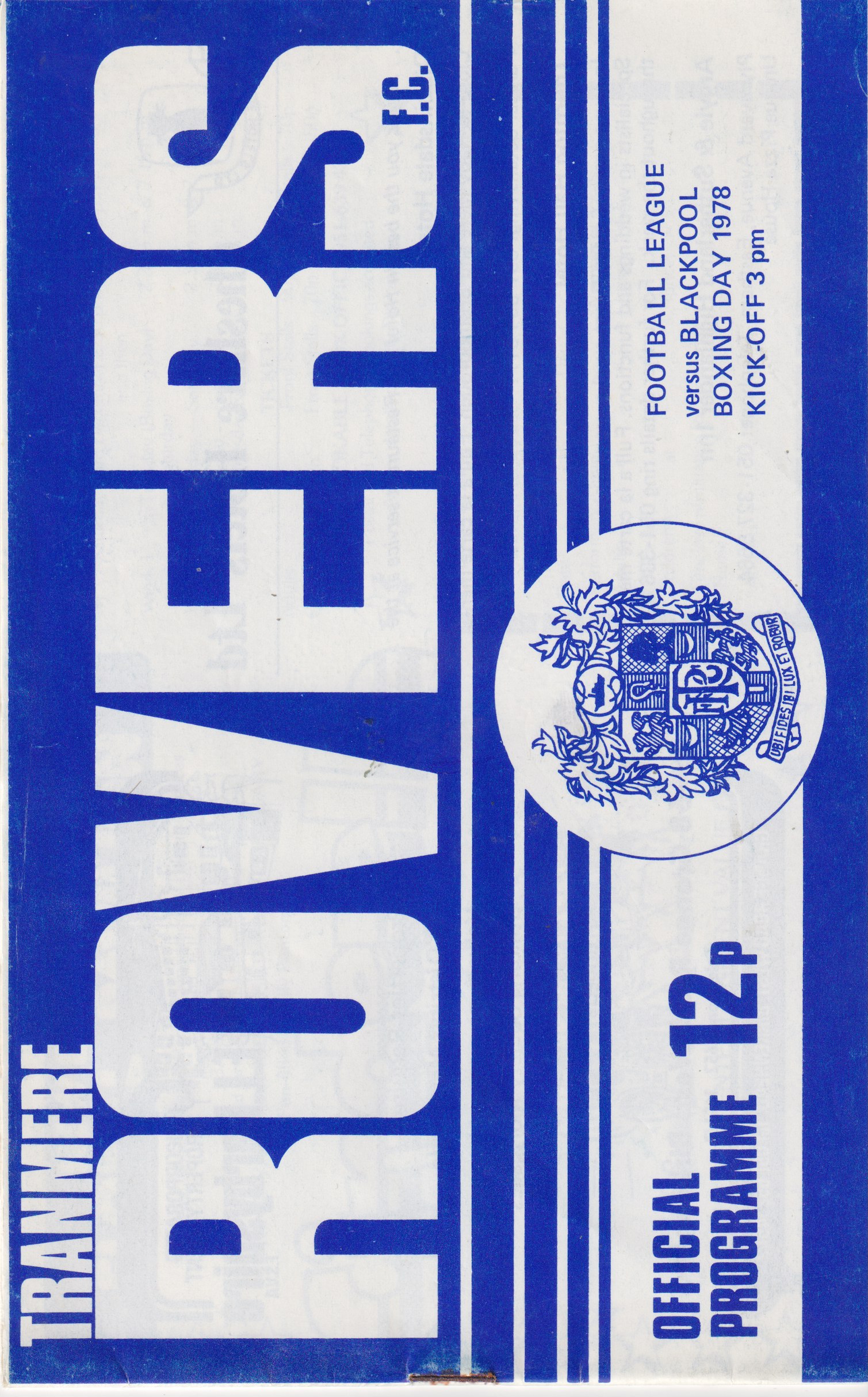 Match Programme for 26/12/1978