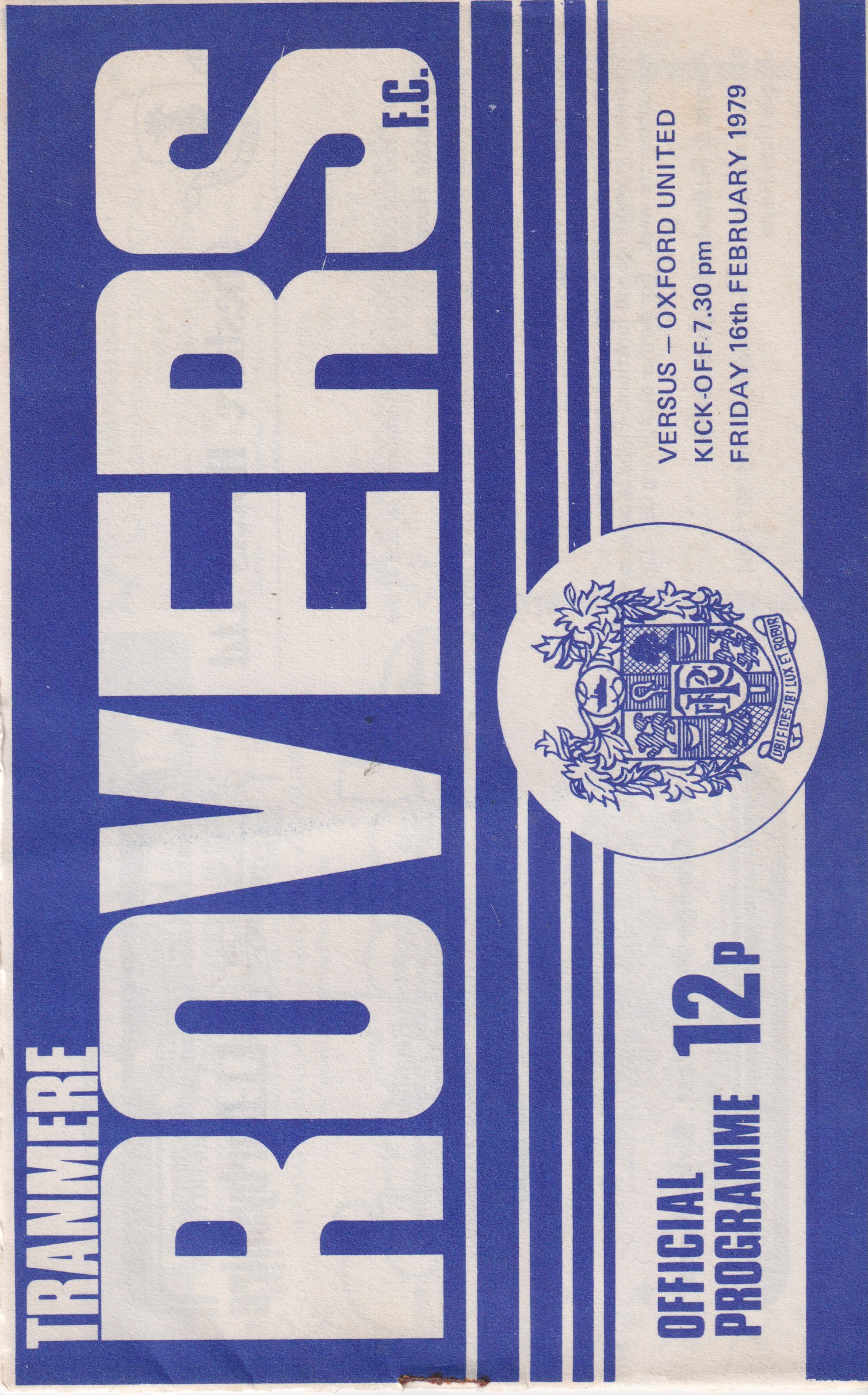 Match Programme for 16/02/1979