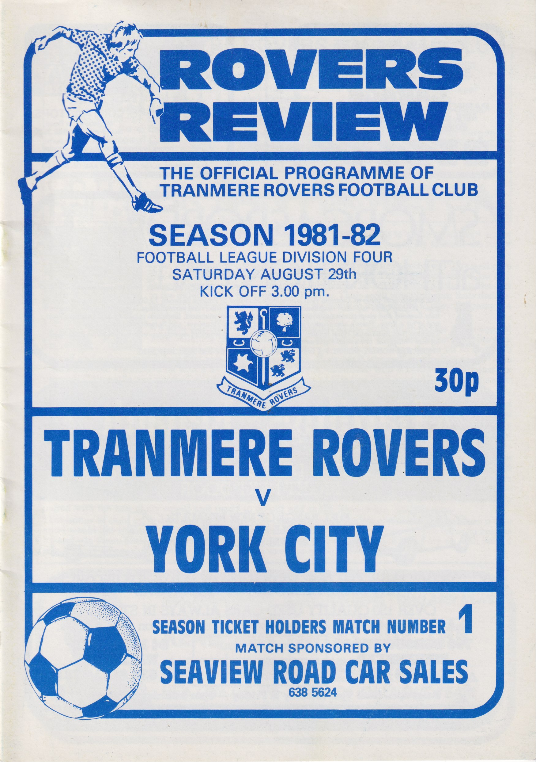Match Programme for 29/08/1981