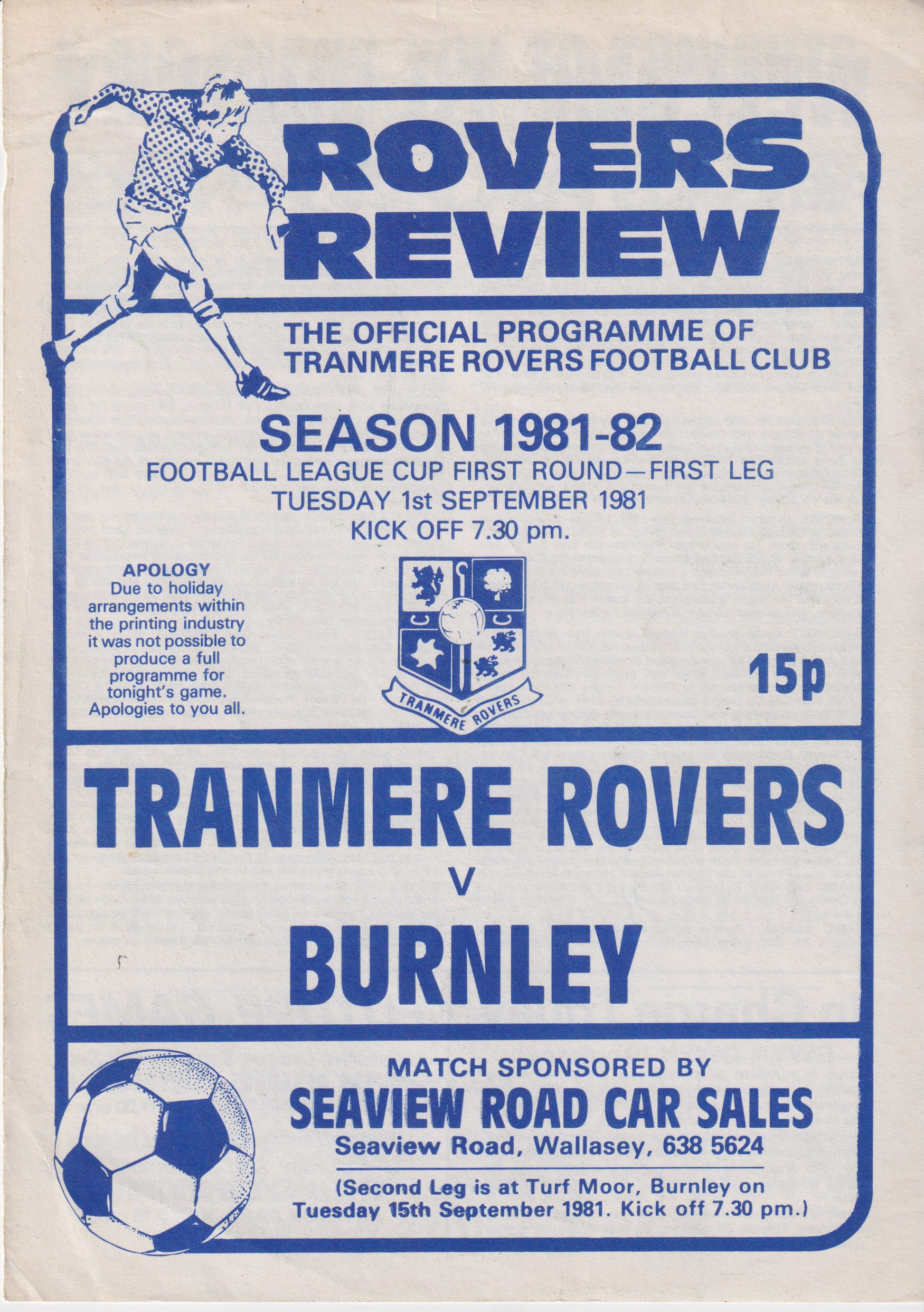 Match Programme for 01/09/1981