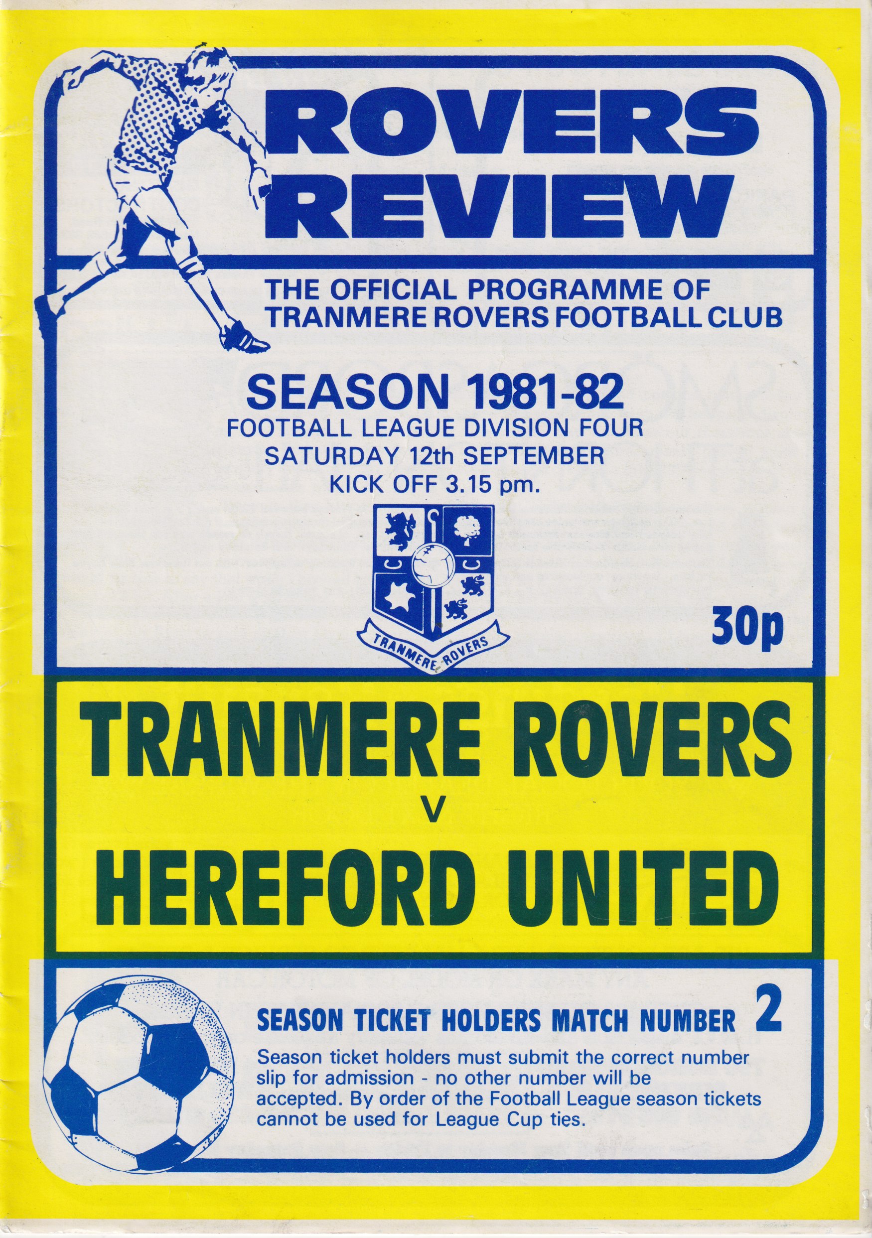 Match Programme for 12/09/1981