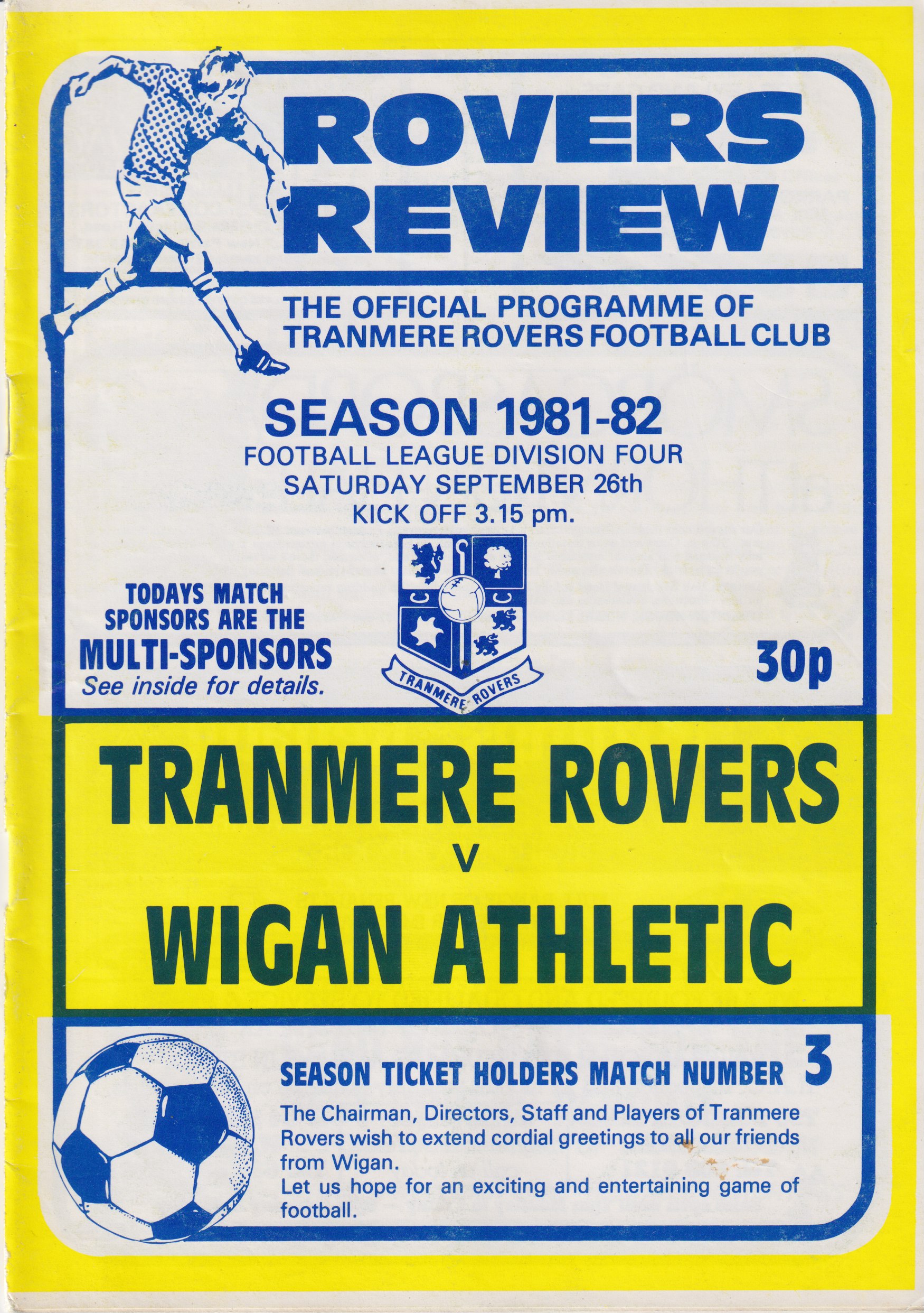 Match Programme for 26/09/1981