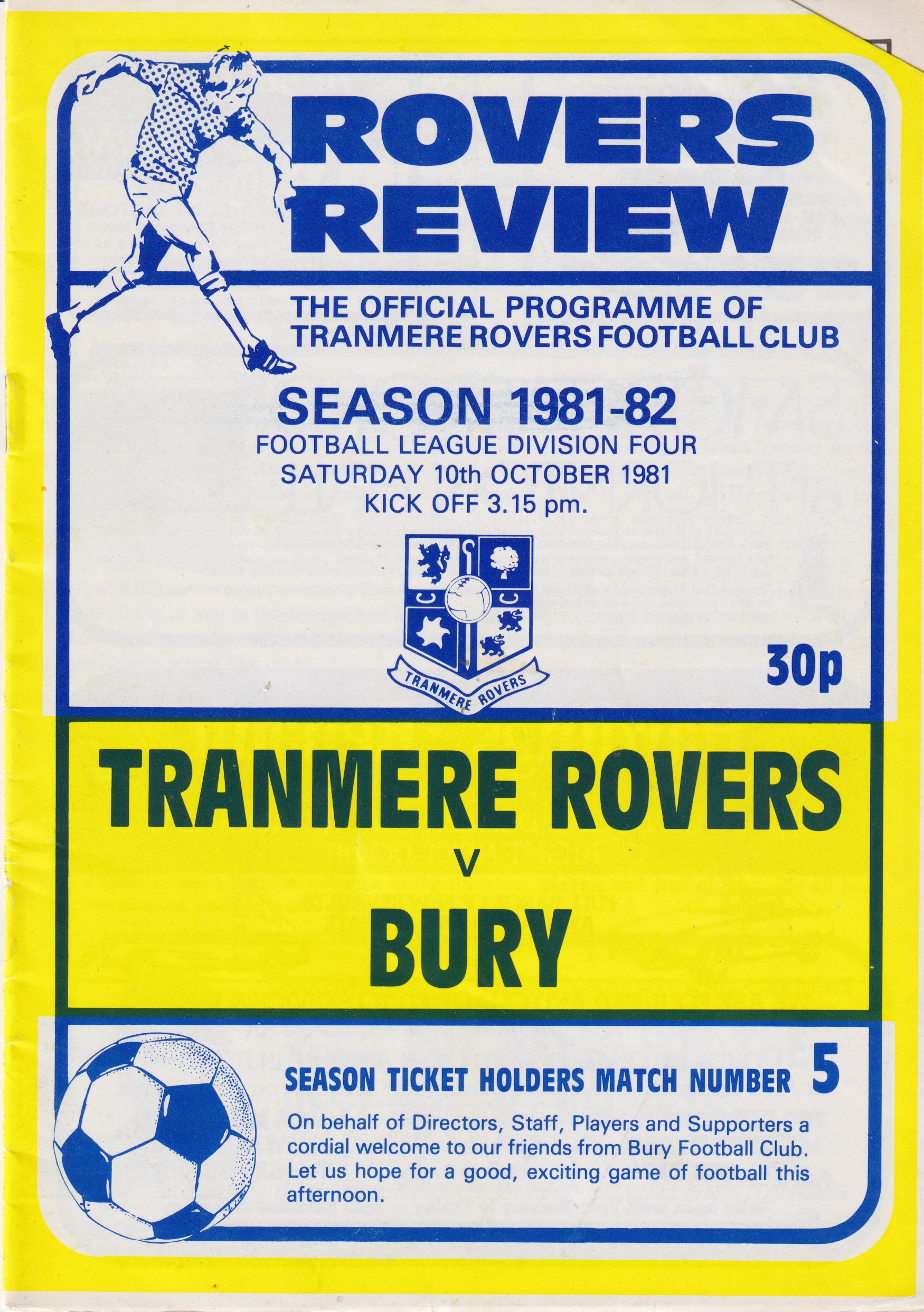 Match Programme for 10/10/1981