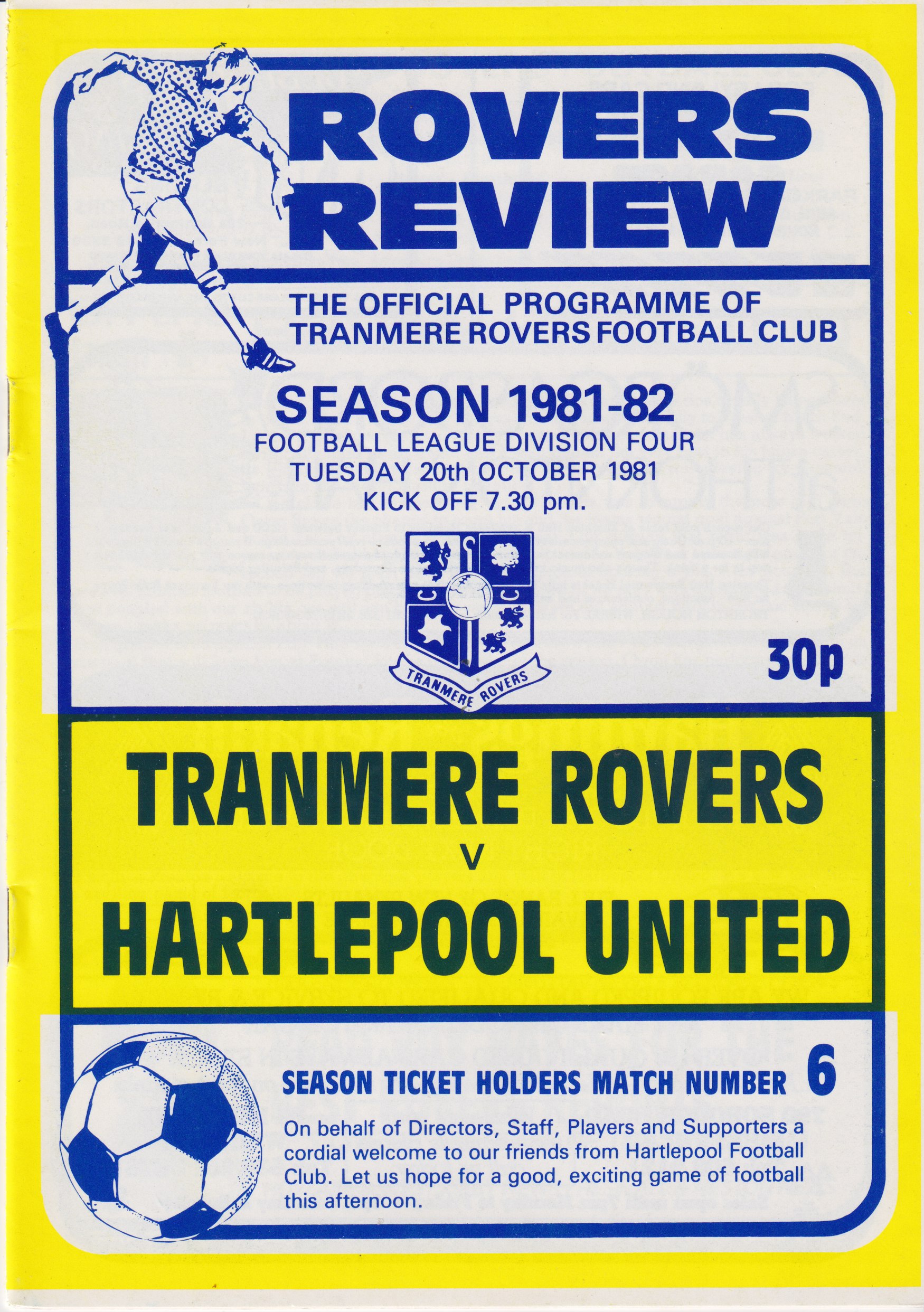 Match Programme for 20/10/1981