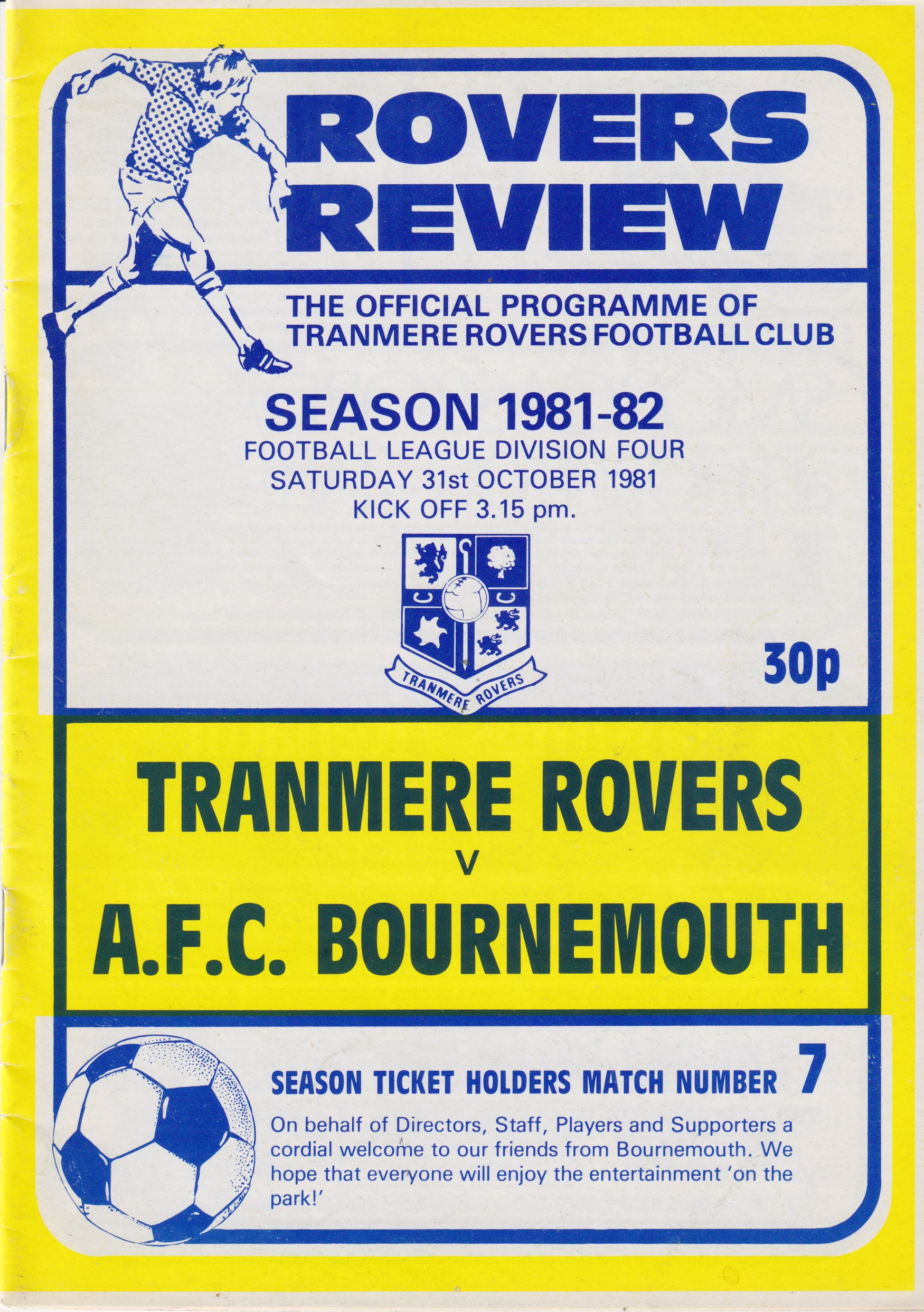 Match Programme for 31/10/1981