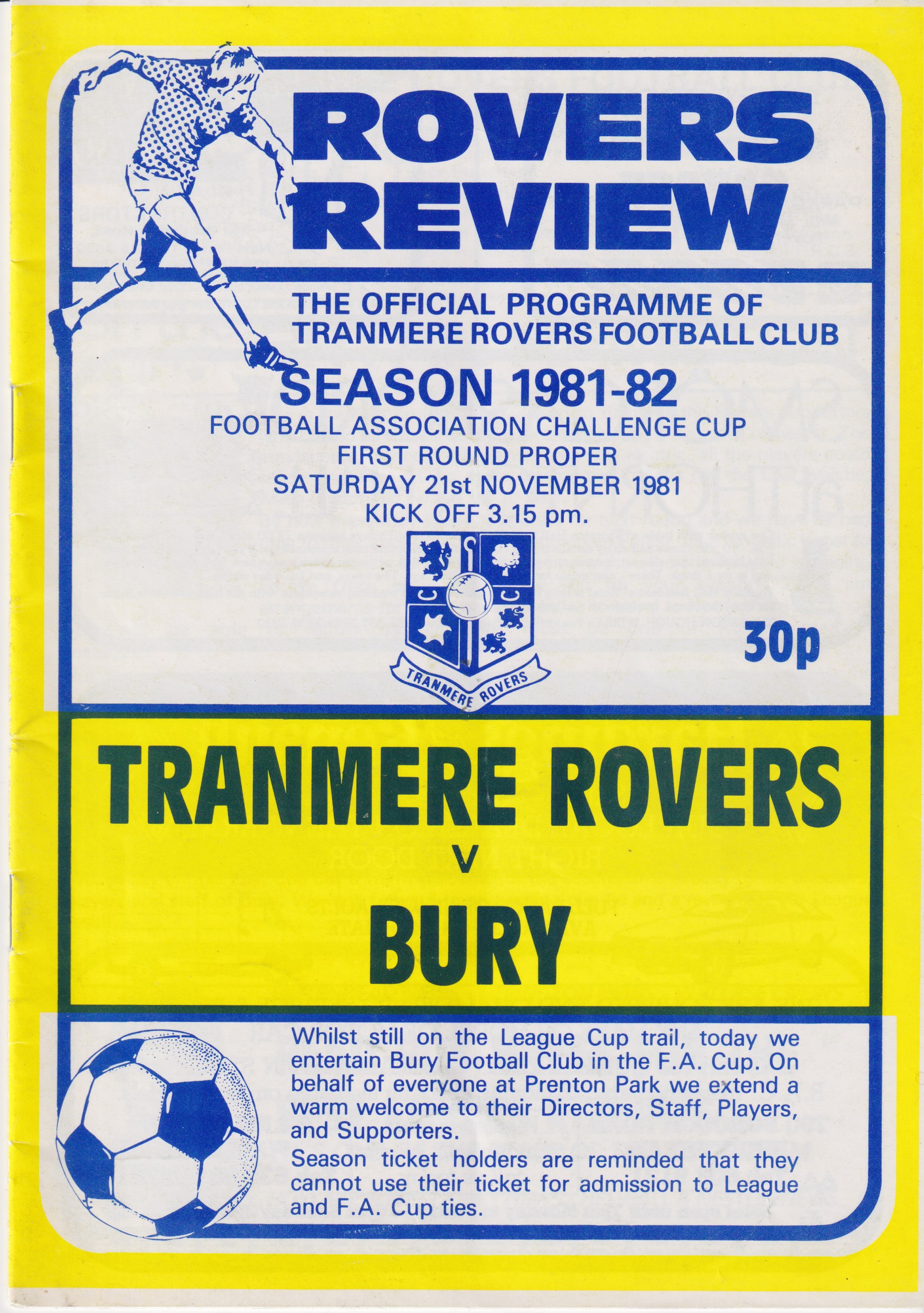 Match Programme for 21/11/1981