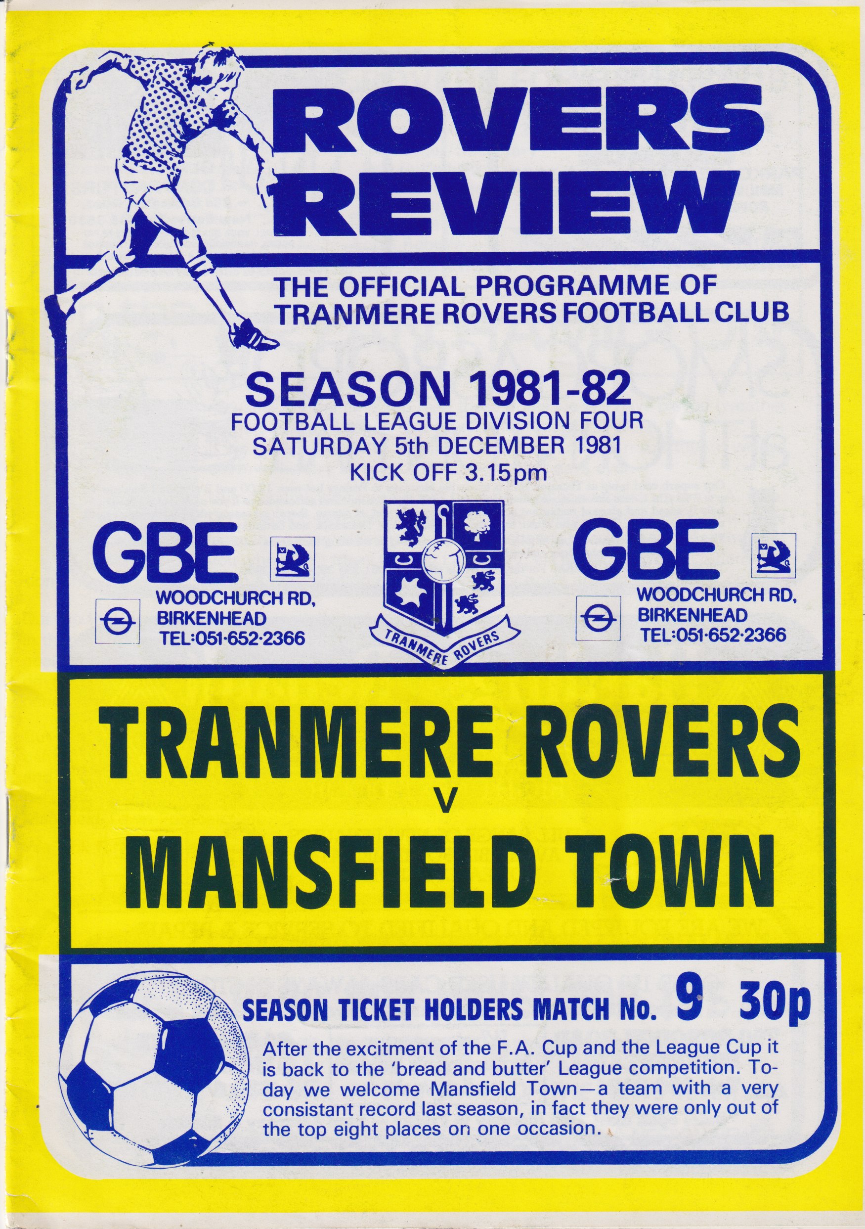Match Programme for 05/12/1981