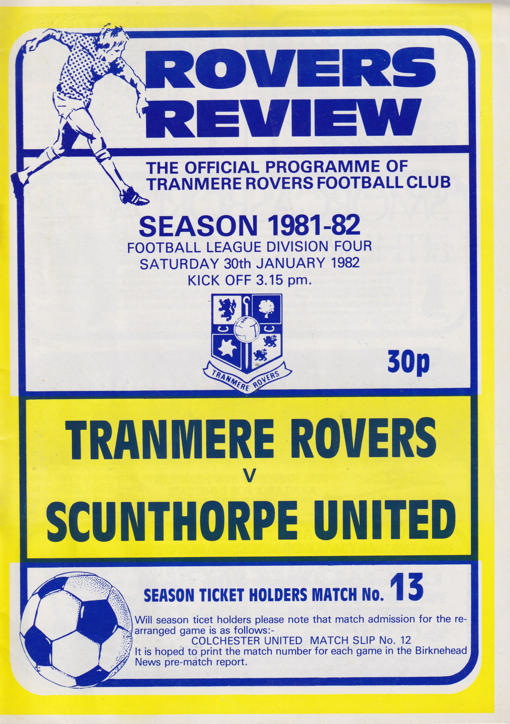 Match Programme for 30/01/1982