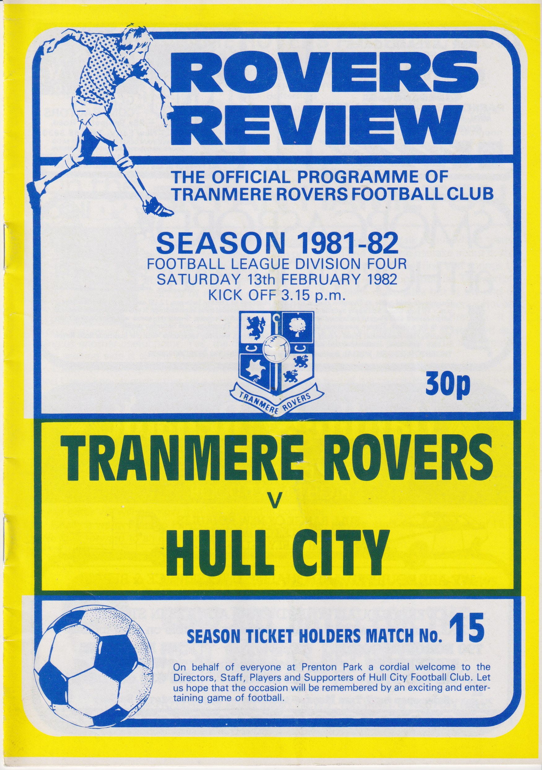 Match Programme for 13/02/1982