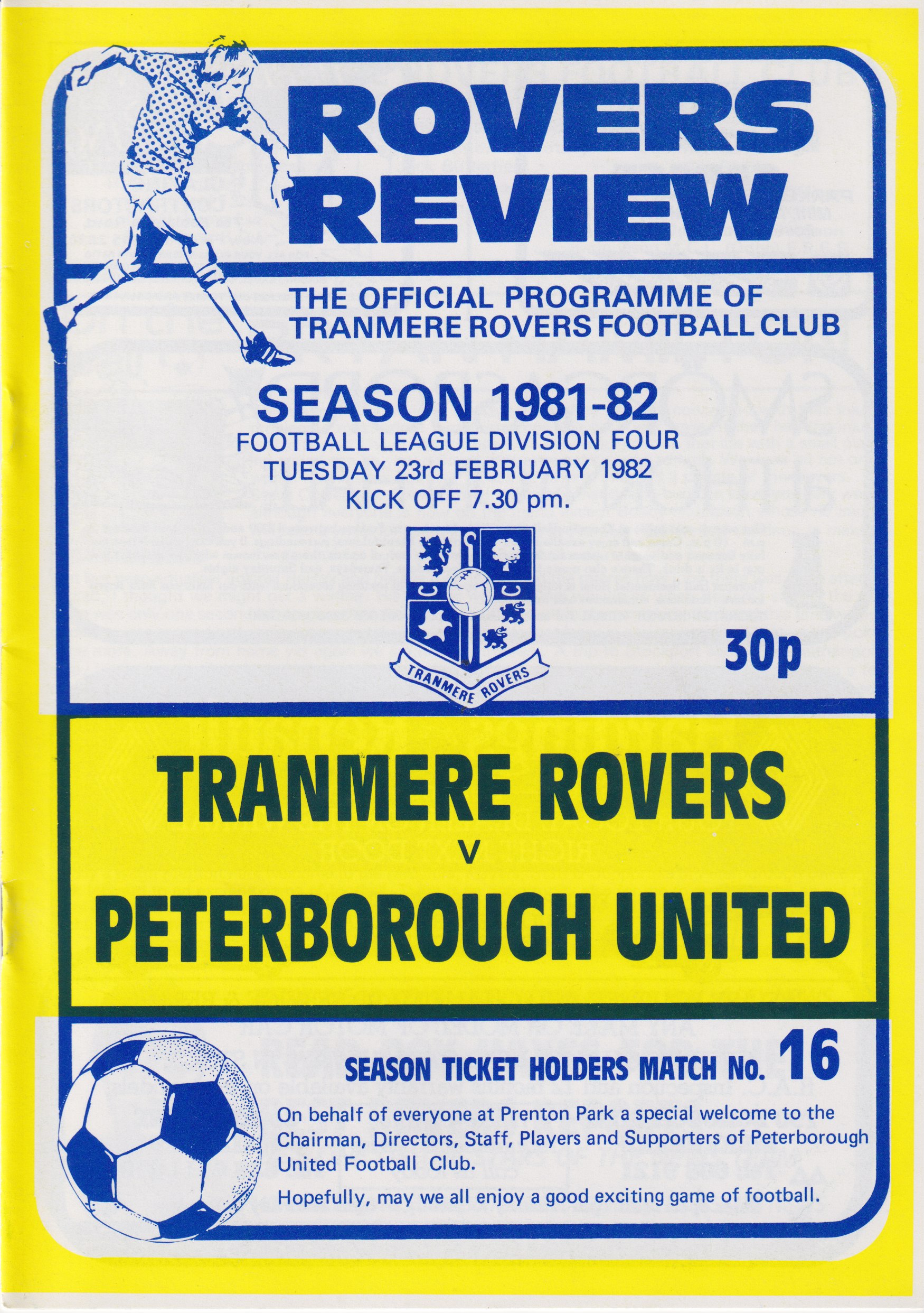 Match Programme for 23/02/1982