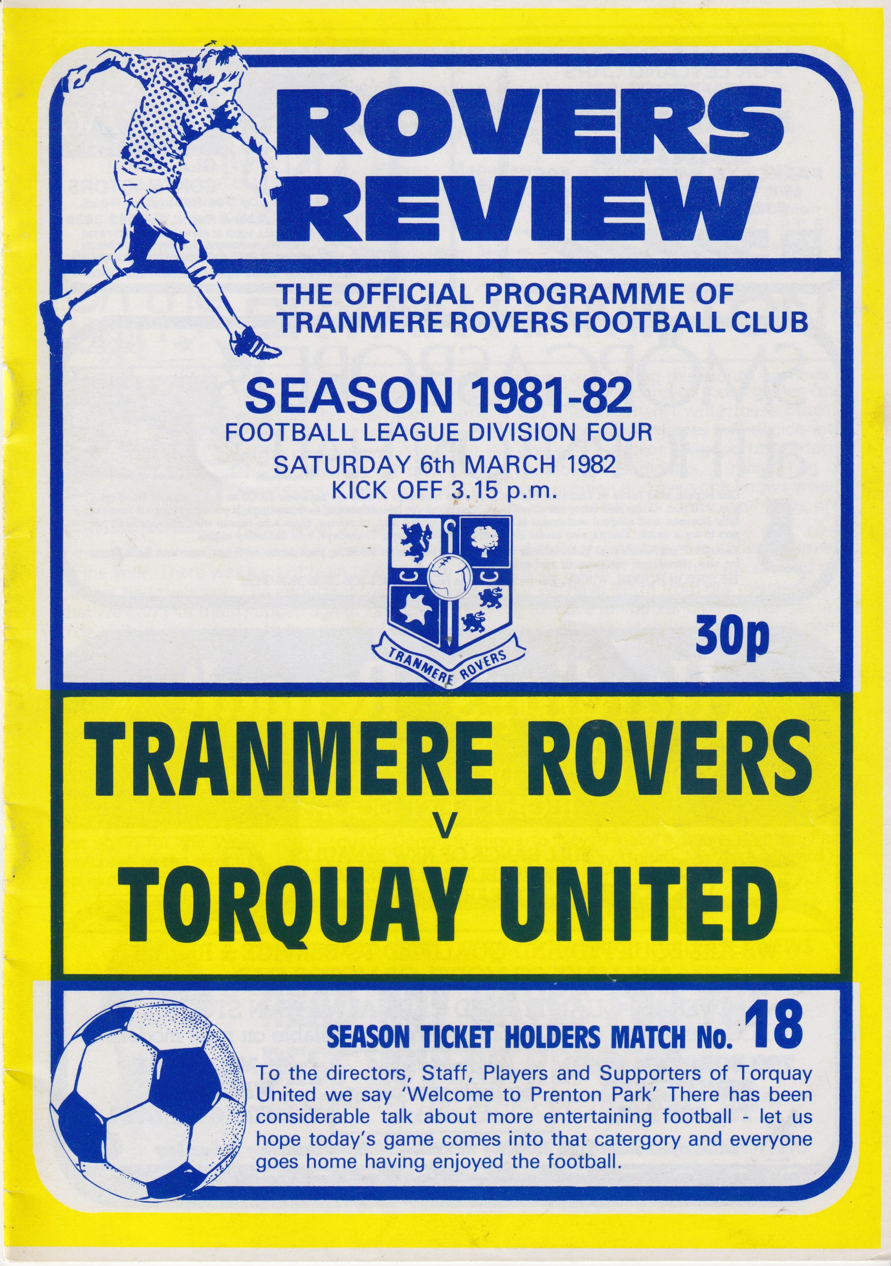Match Programme for 06/03/1982