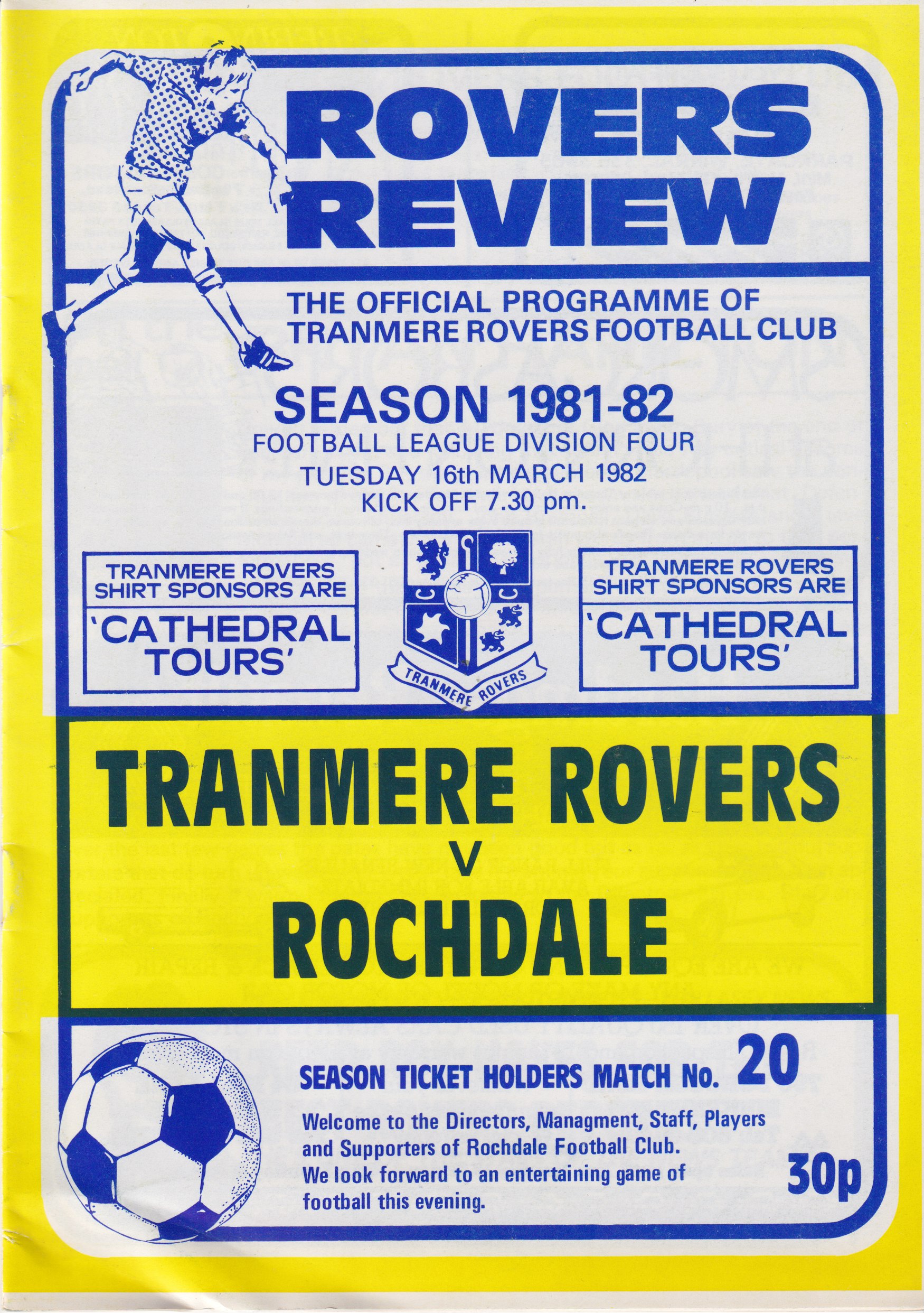 Match Programme for 16/03/1982