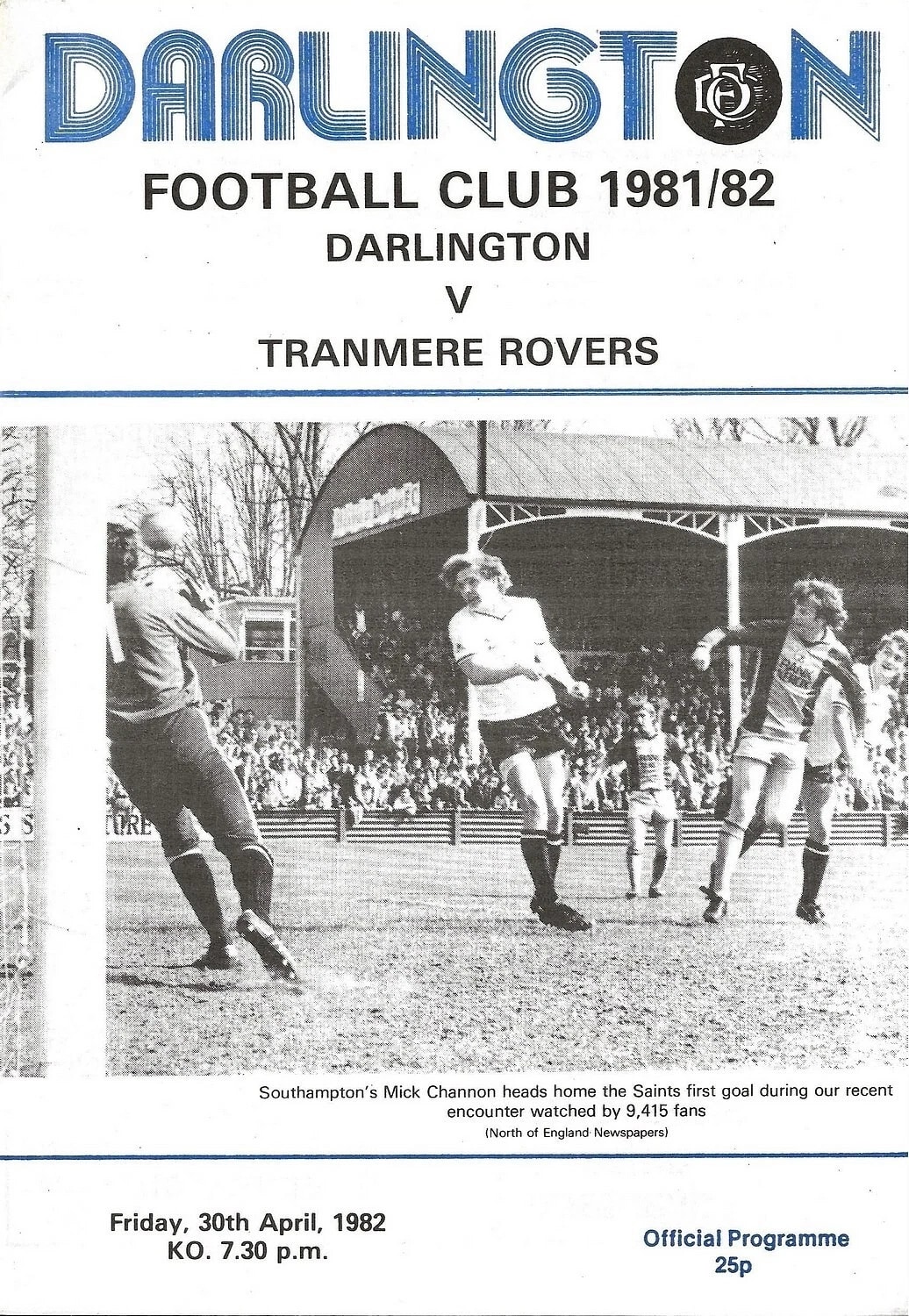 Match Programme for 30/04/1982