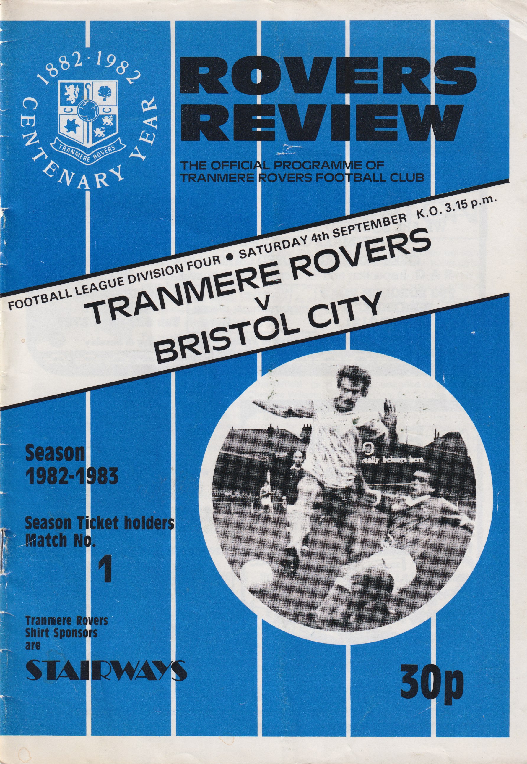 Match Programme for 04/09/1982