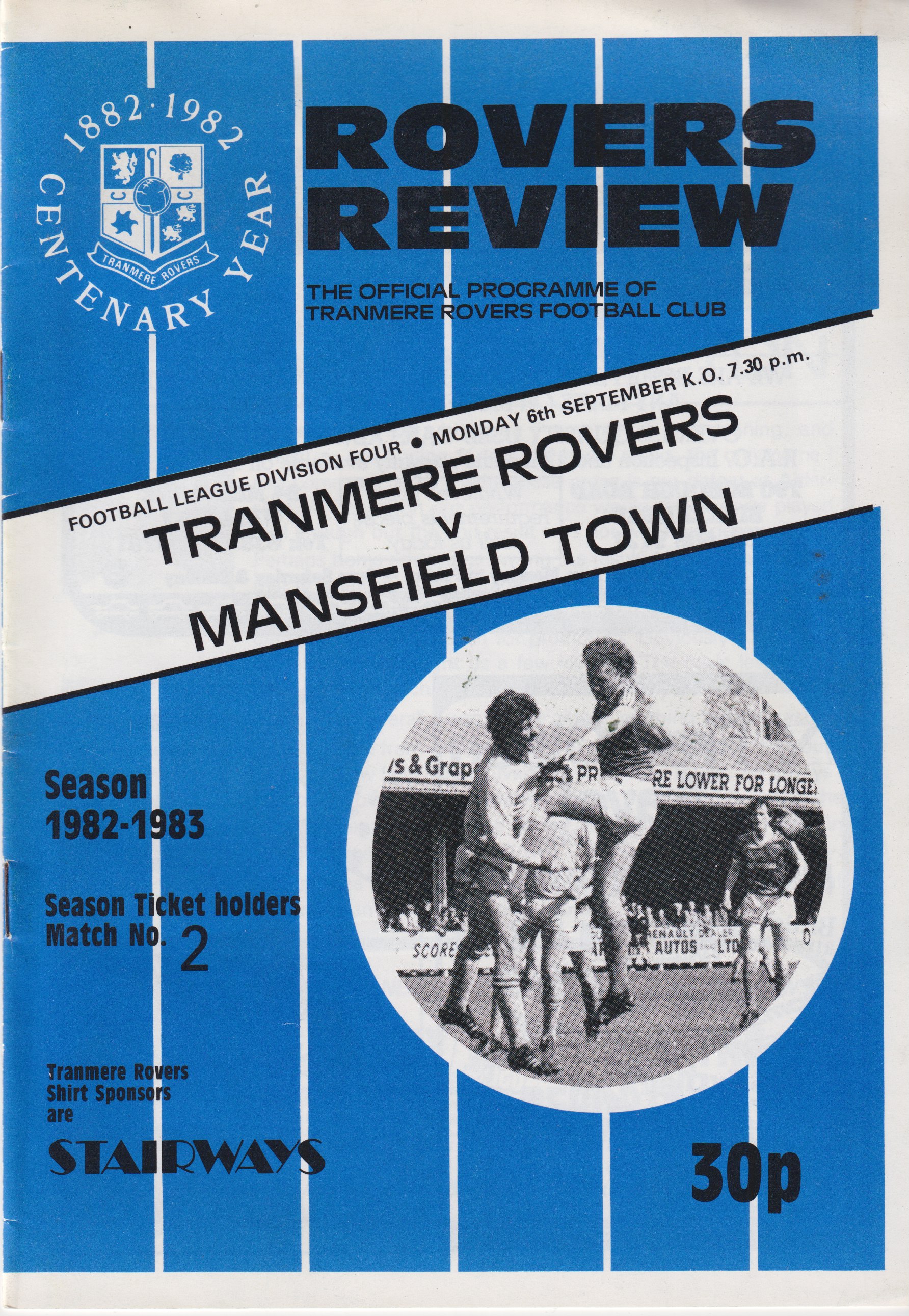Match Programme for 06/09/1982
