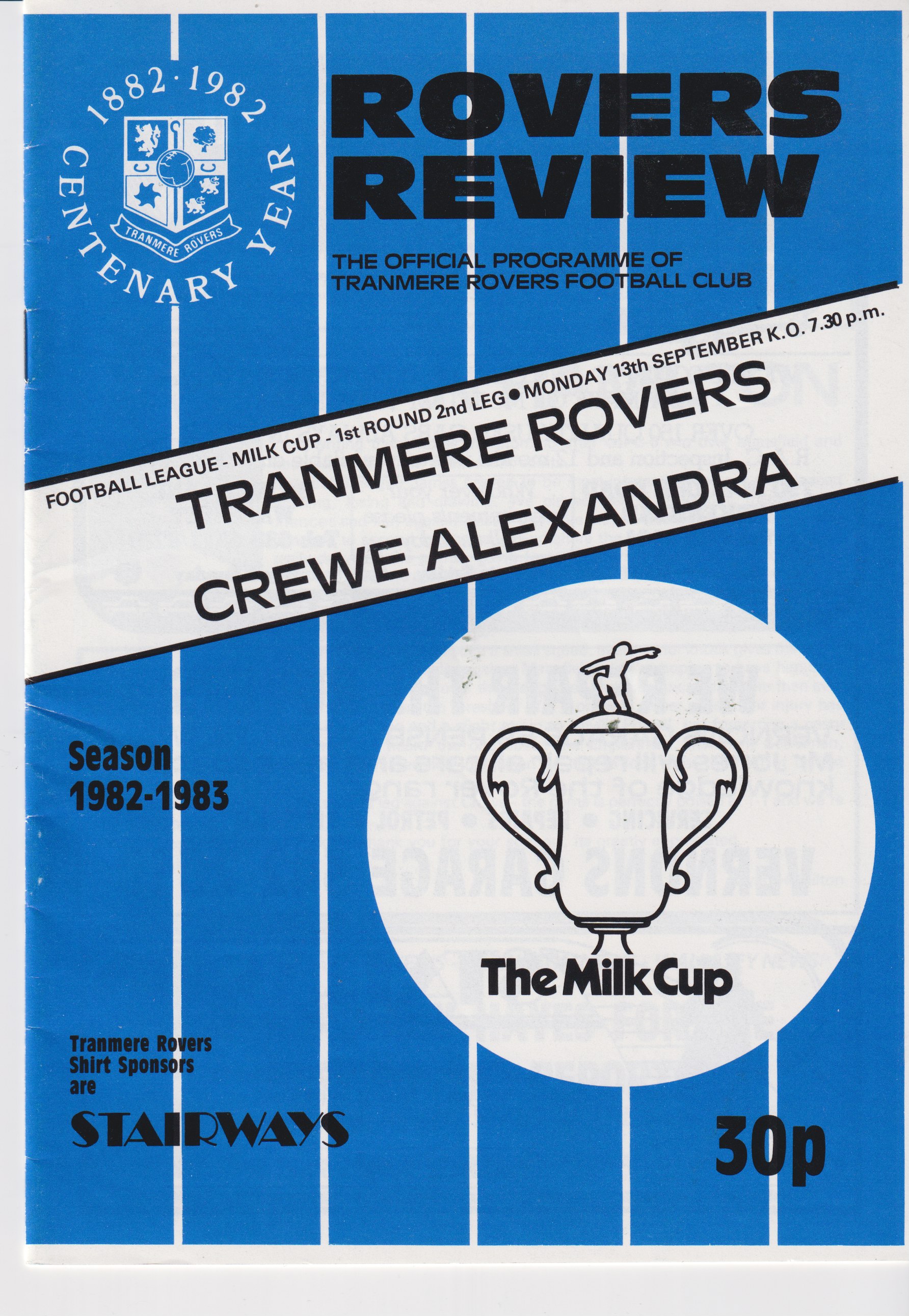 Match Programme for 13/09/1982