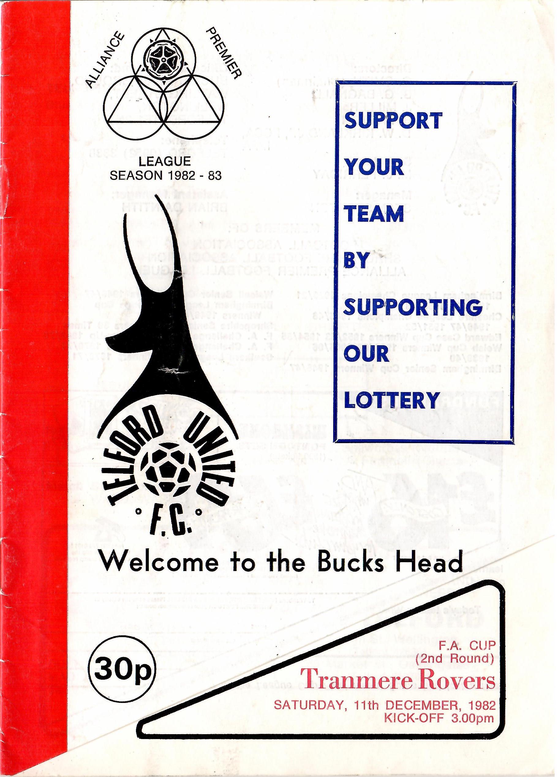 Match Programme for 11/12/1982