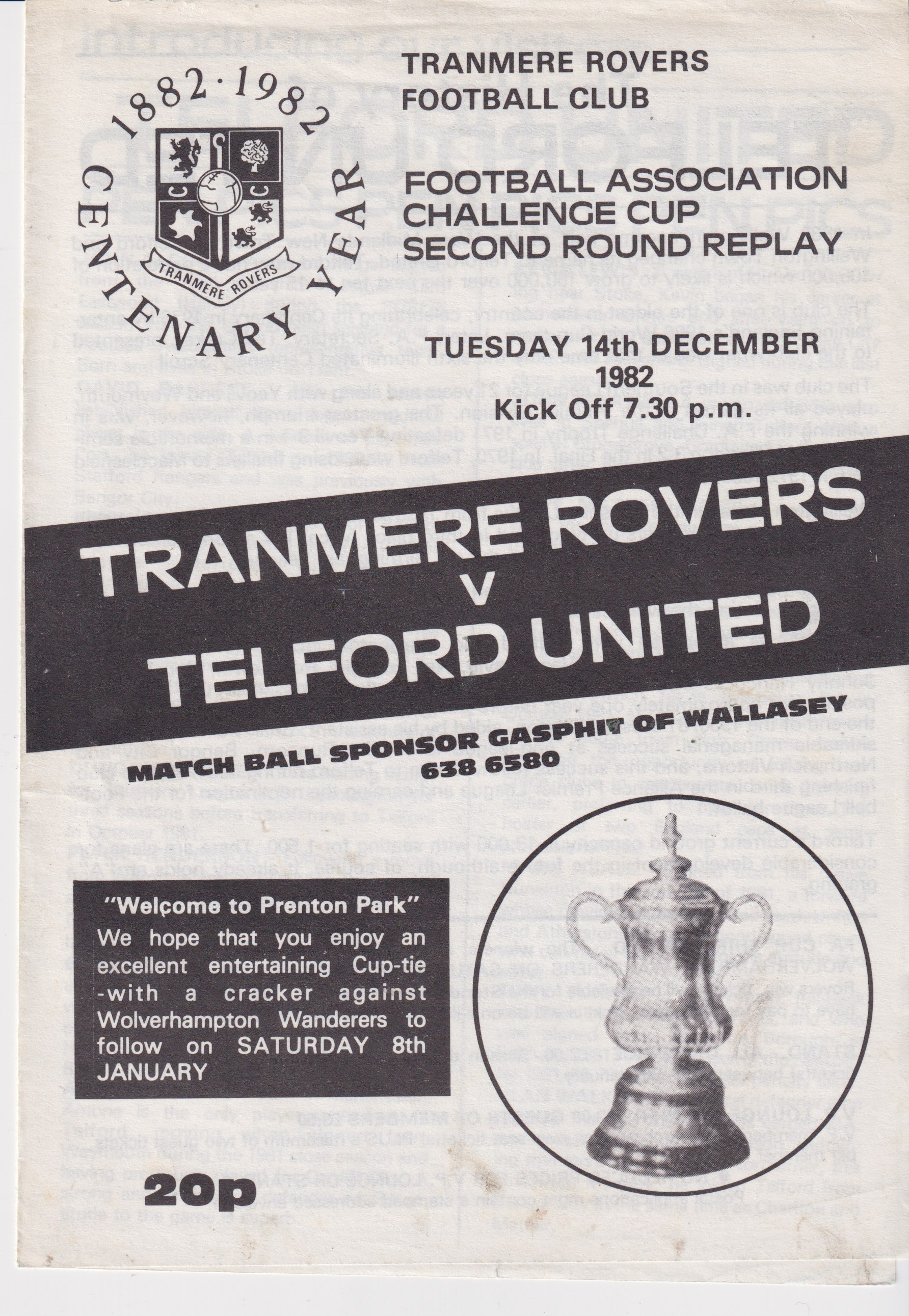 Match Programme for 14/12/1982