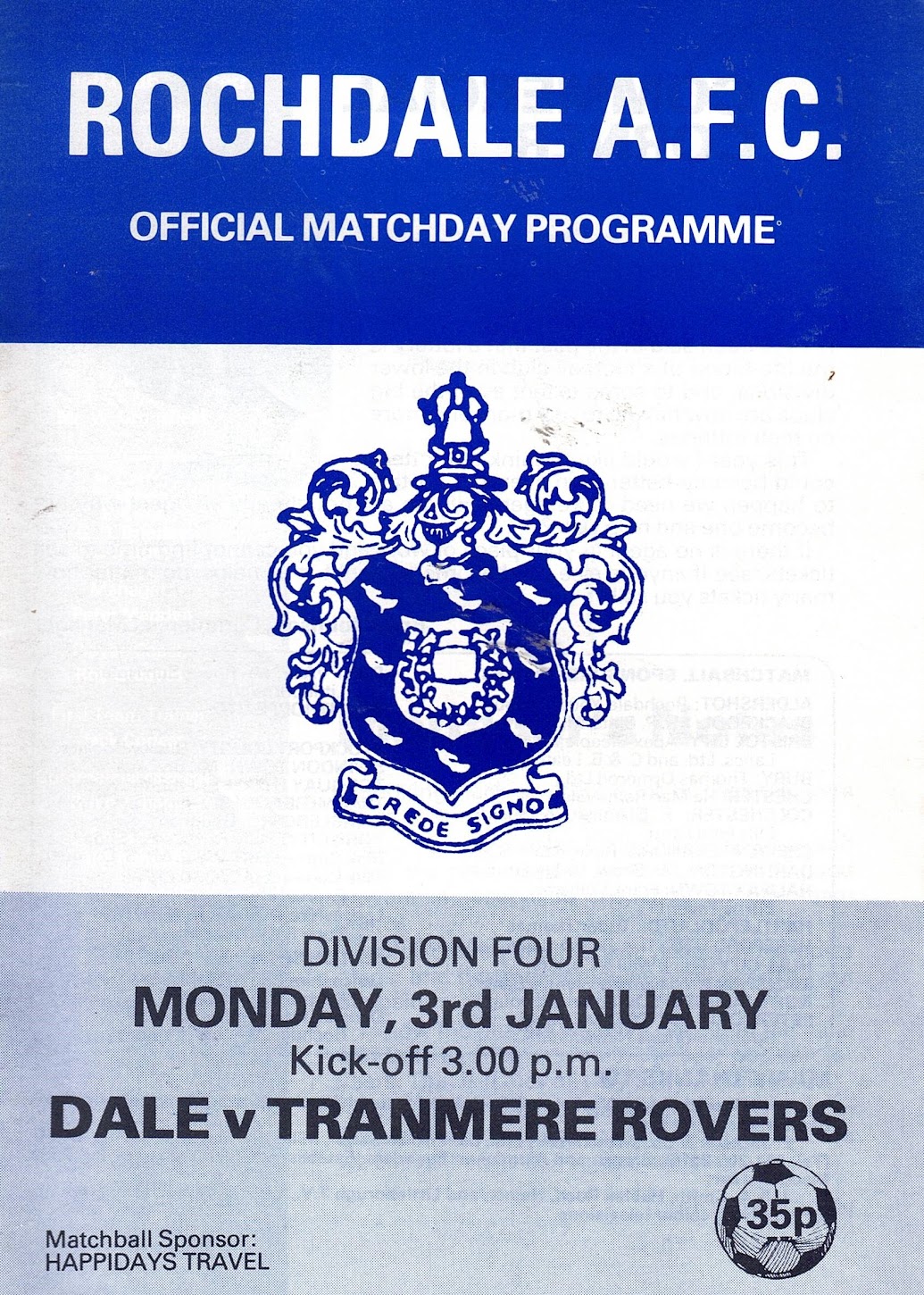 Match Programme for 03/01/1983