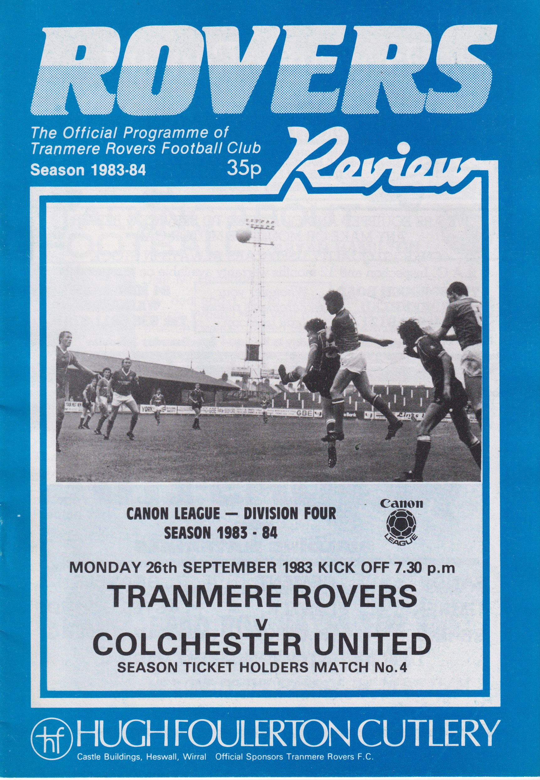 Match Programme for 26/09/1983