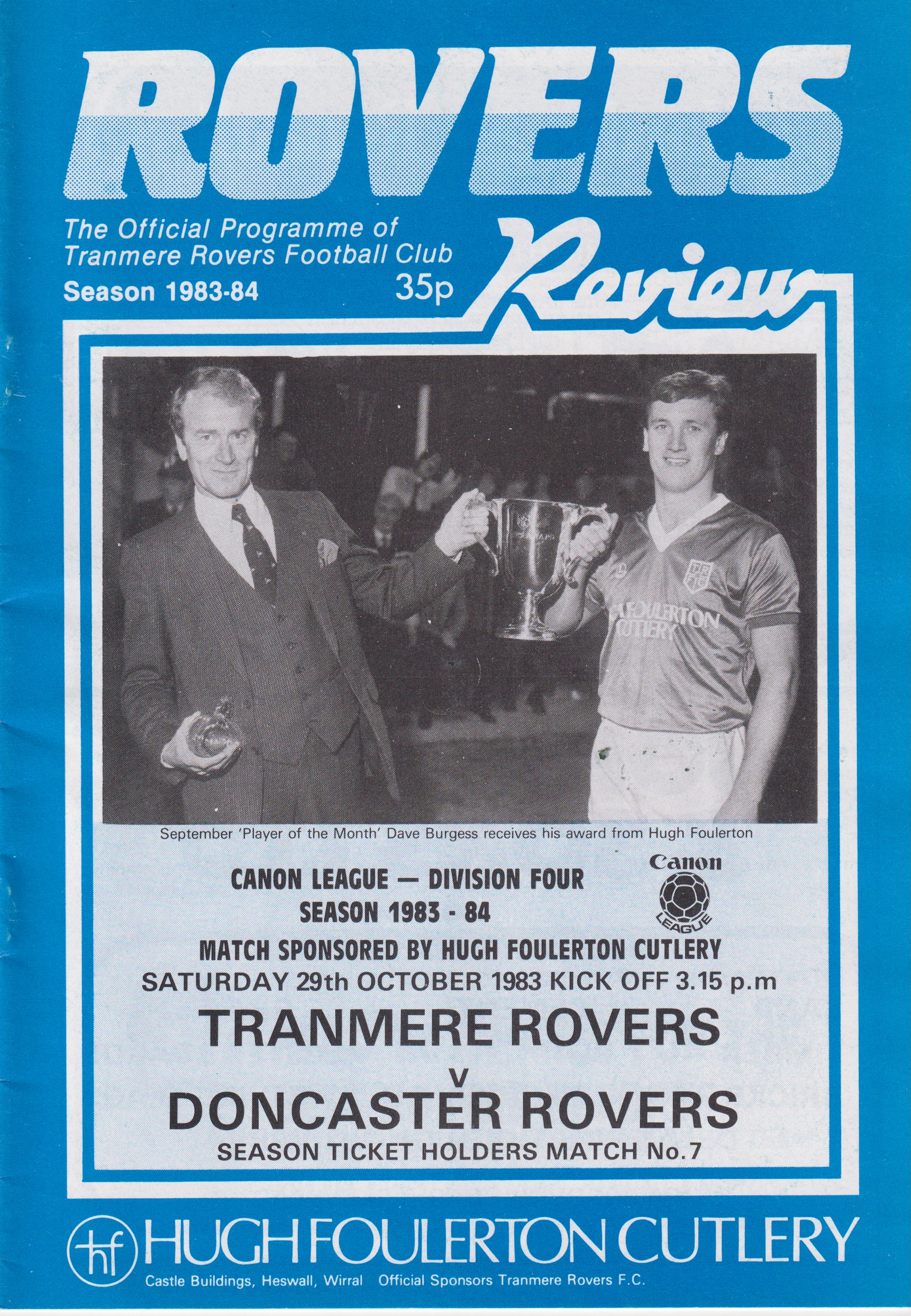 Match Programme for 29/10/1983