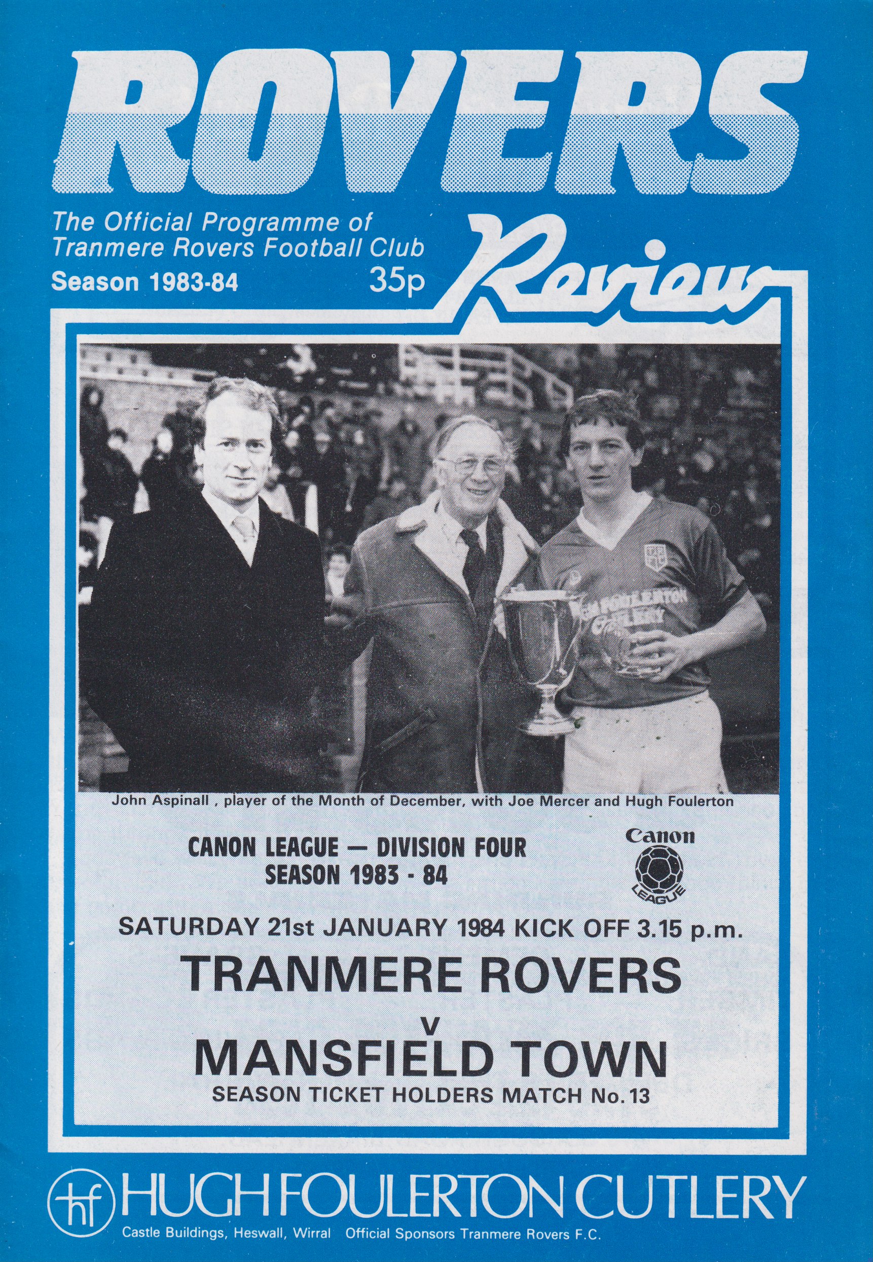 Match Programme for 30/01/1984