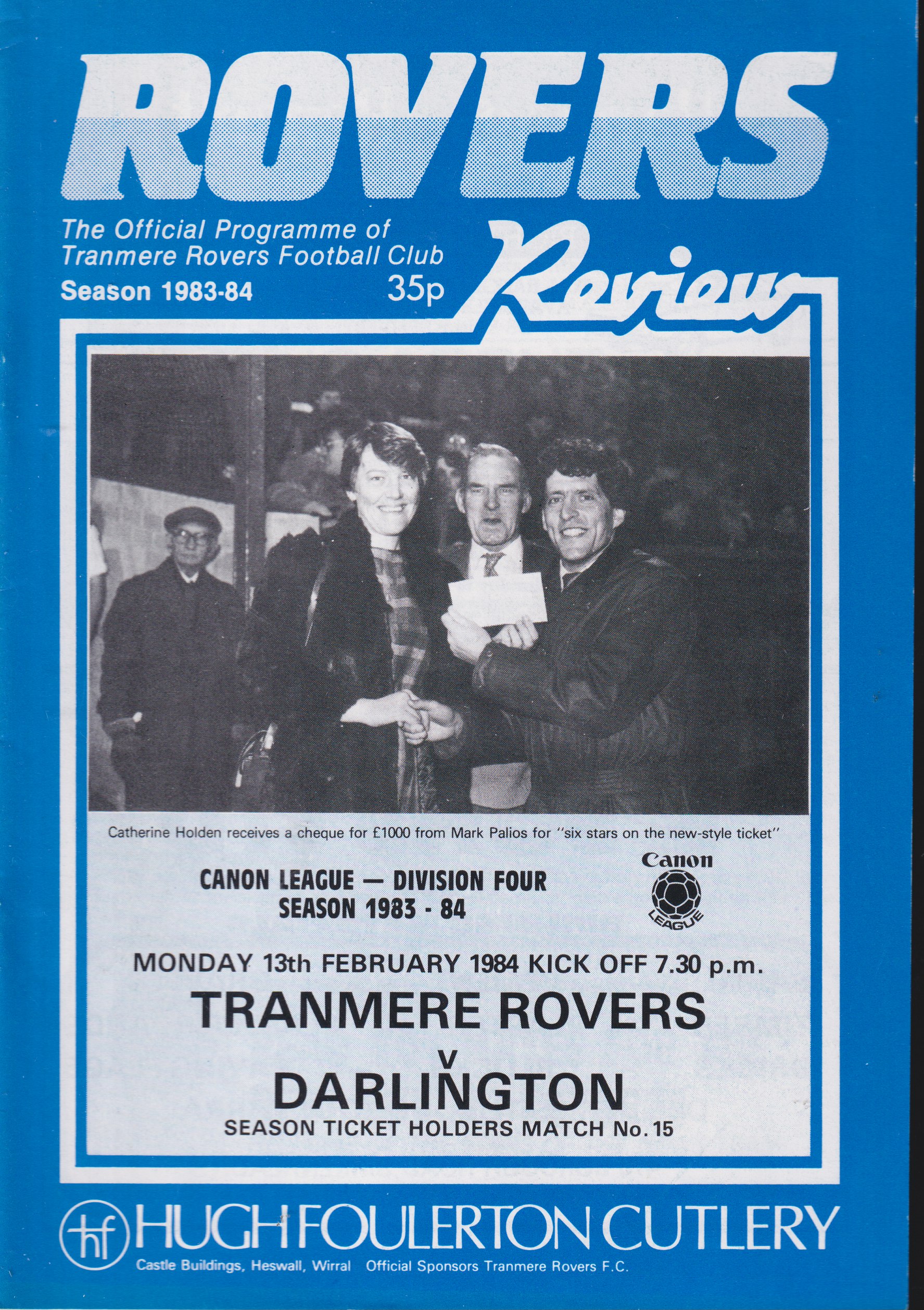 Match Programme for 13/02/1984
