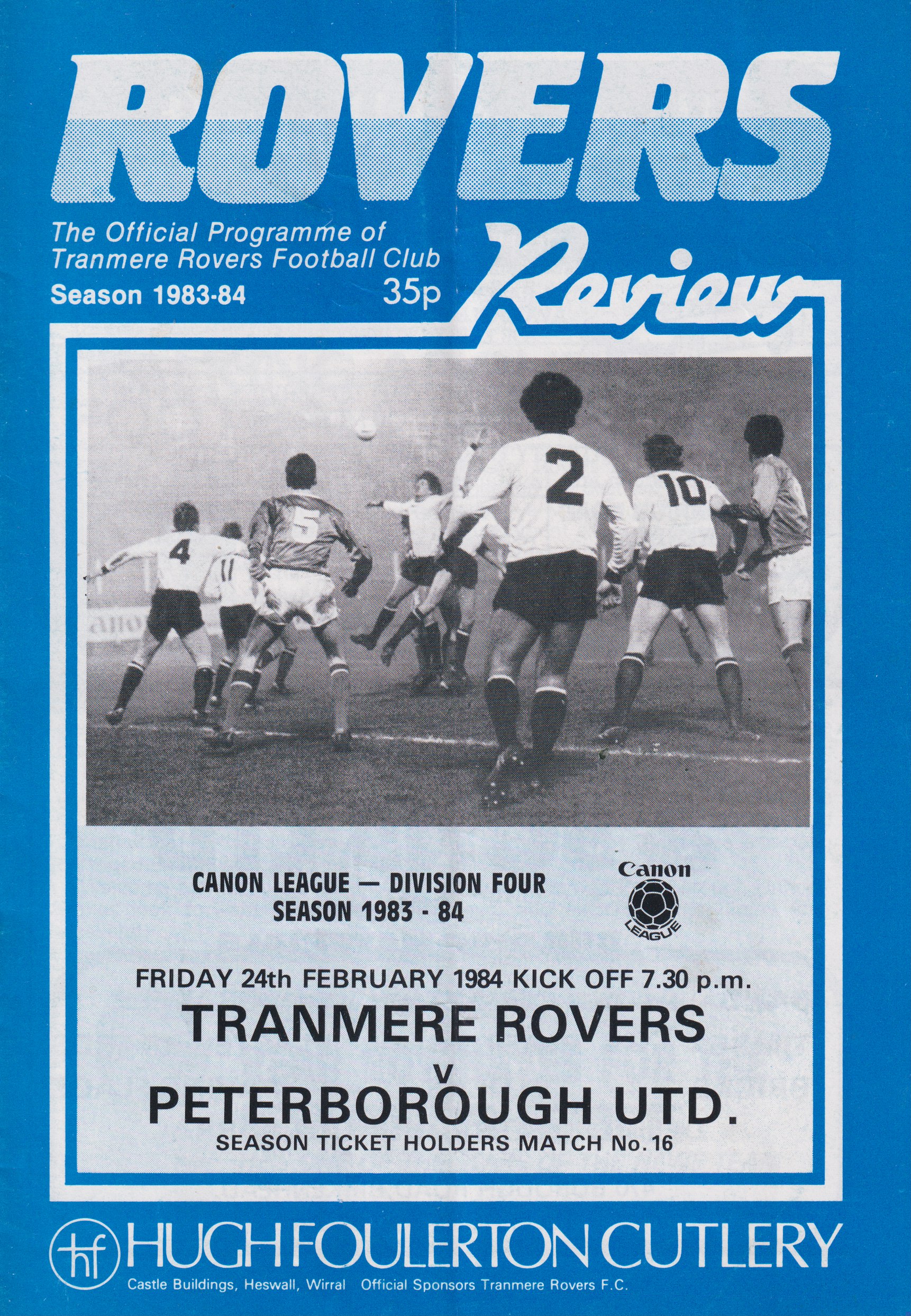 Match Programme for 24/02/1984