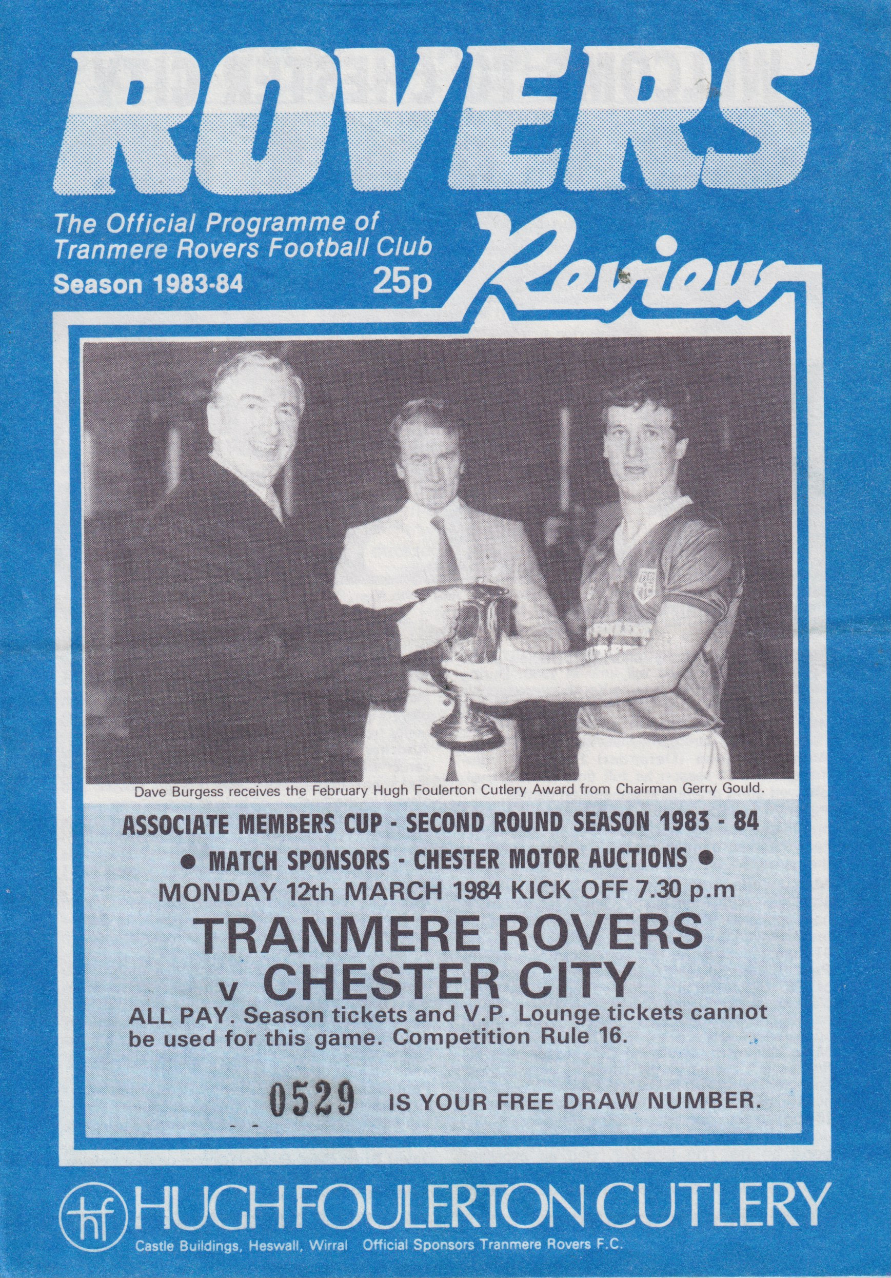 Match Programme for 12/03/1984