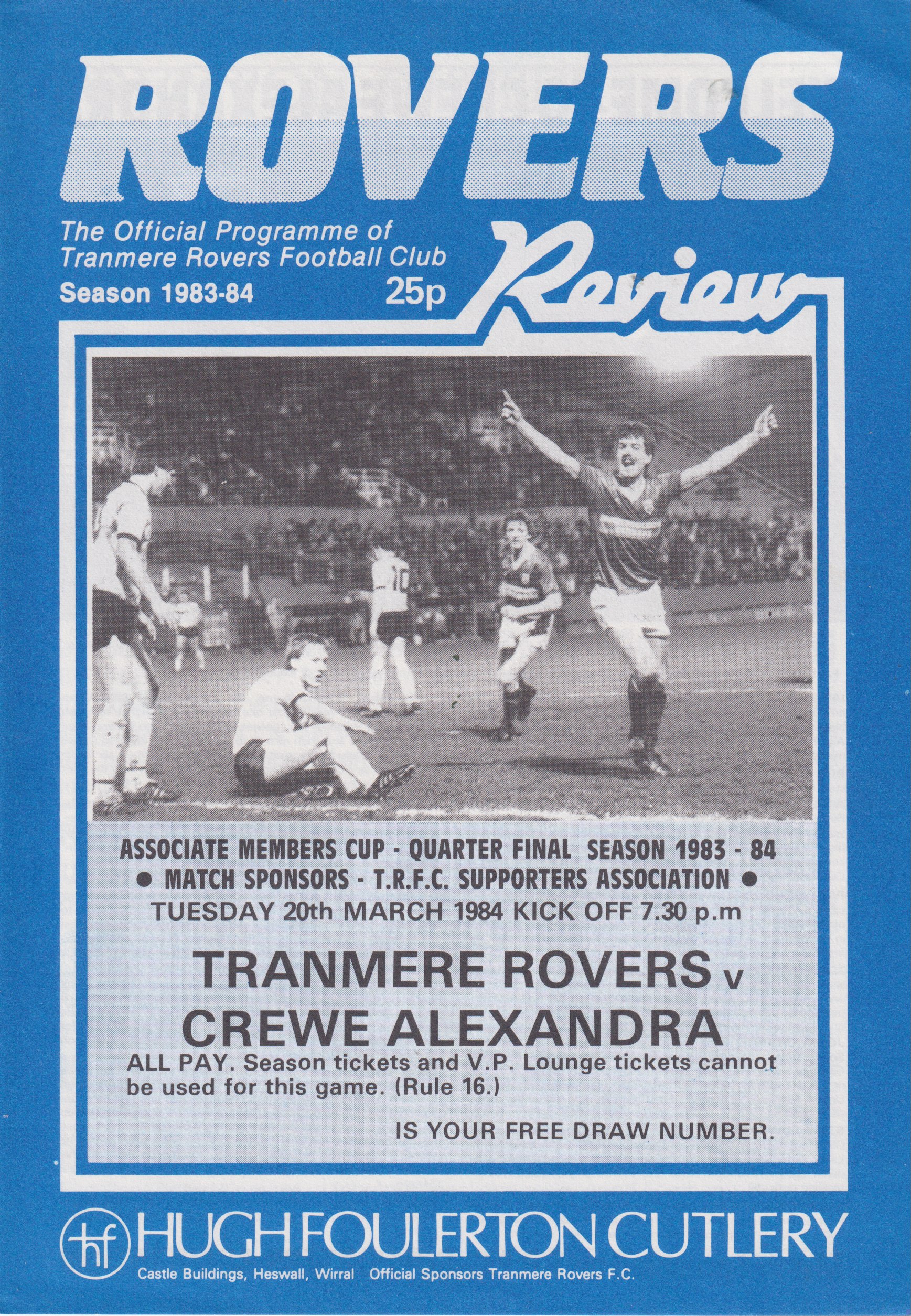 Match Programme for 20/03/1984