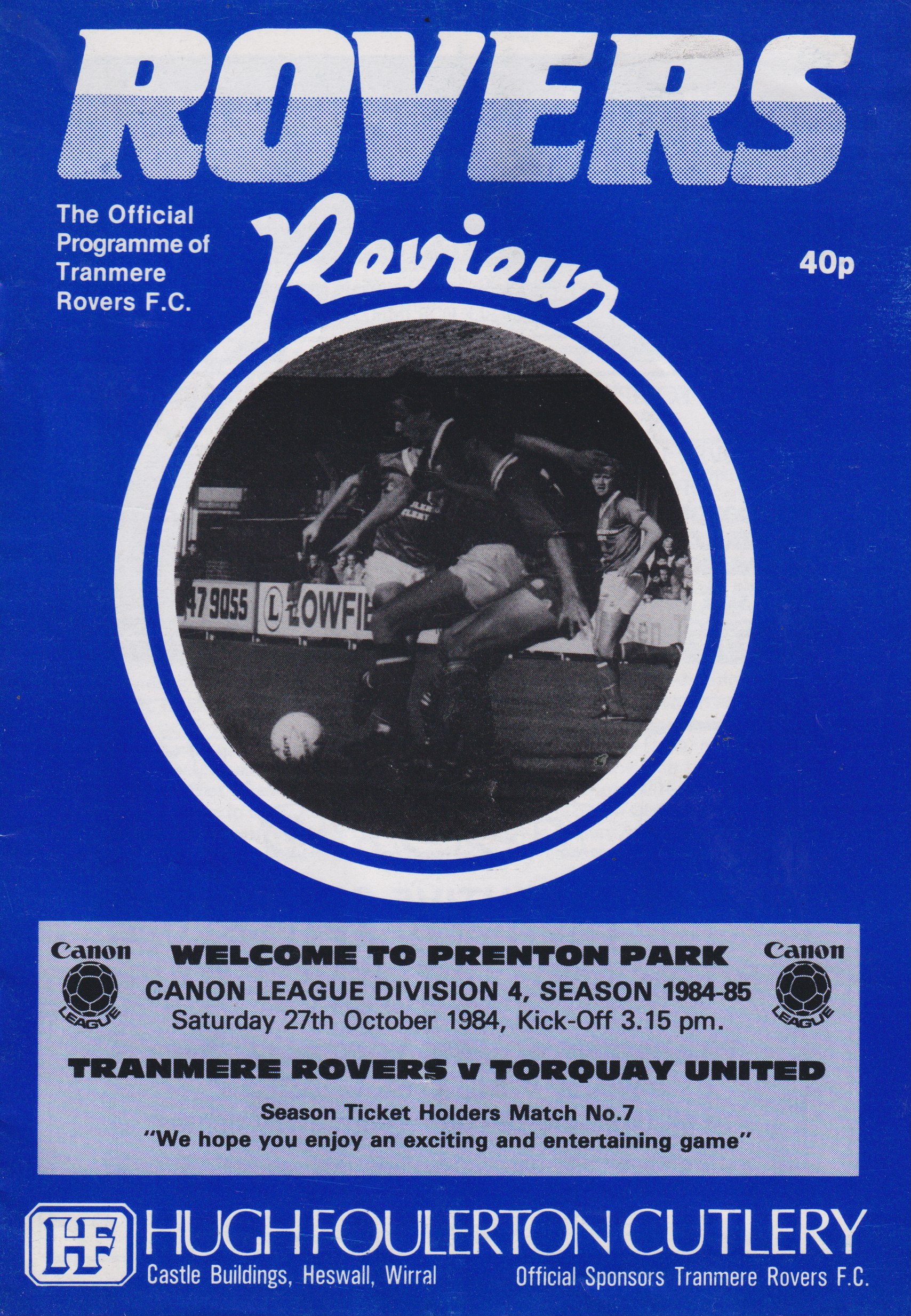 Match Programme for 27/10/1984