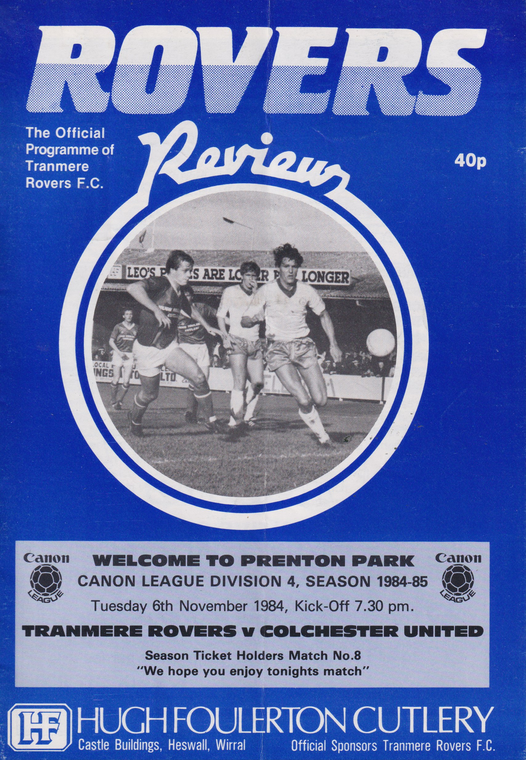 Match Programme for 06/11/1984