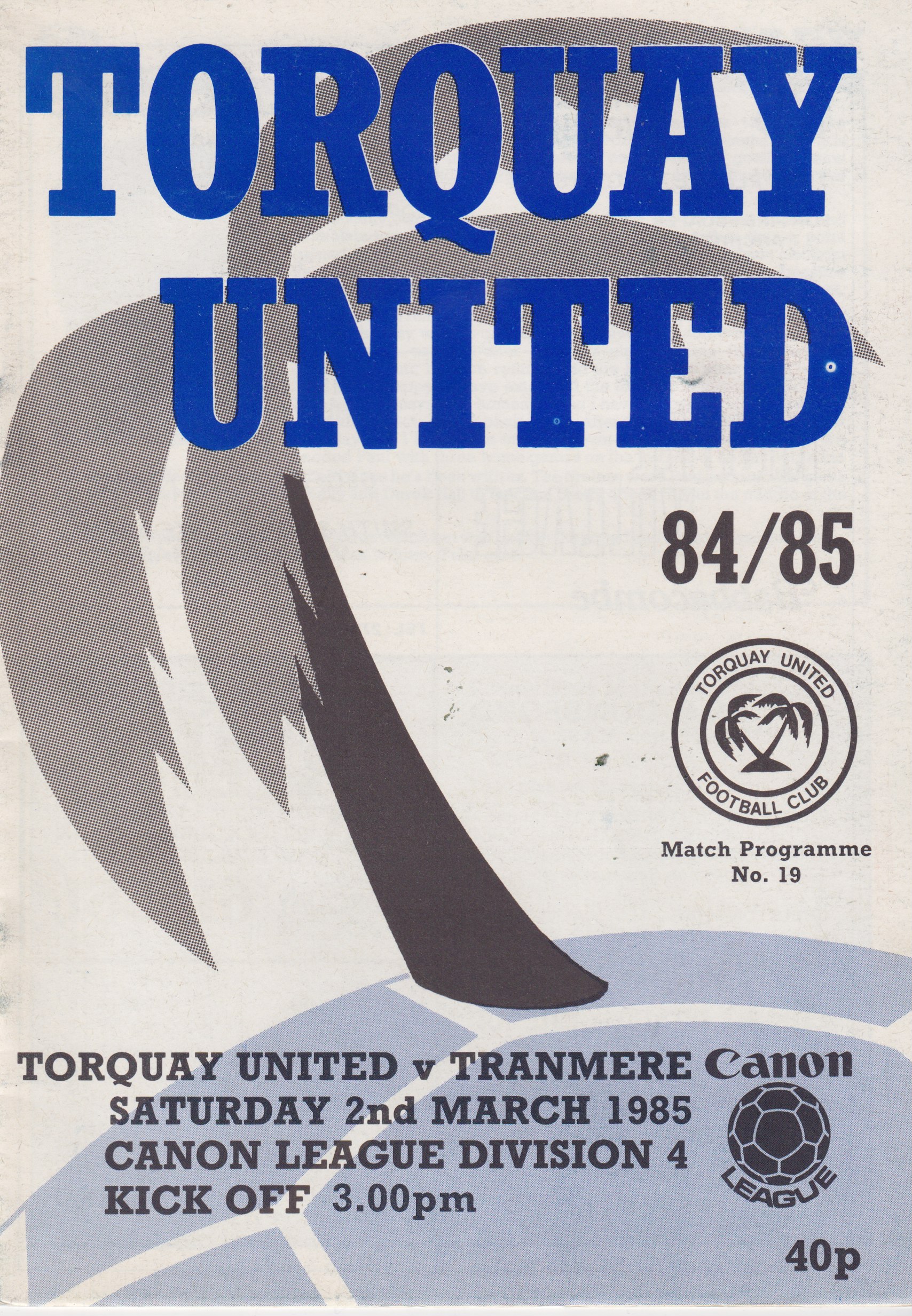 Match Programme for 02/03/1985