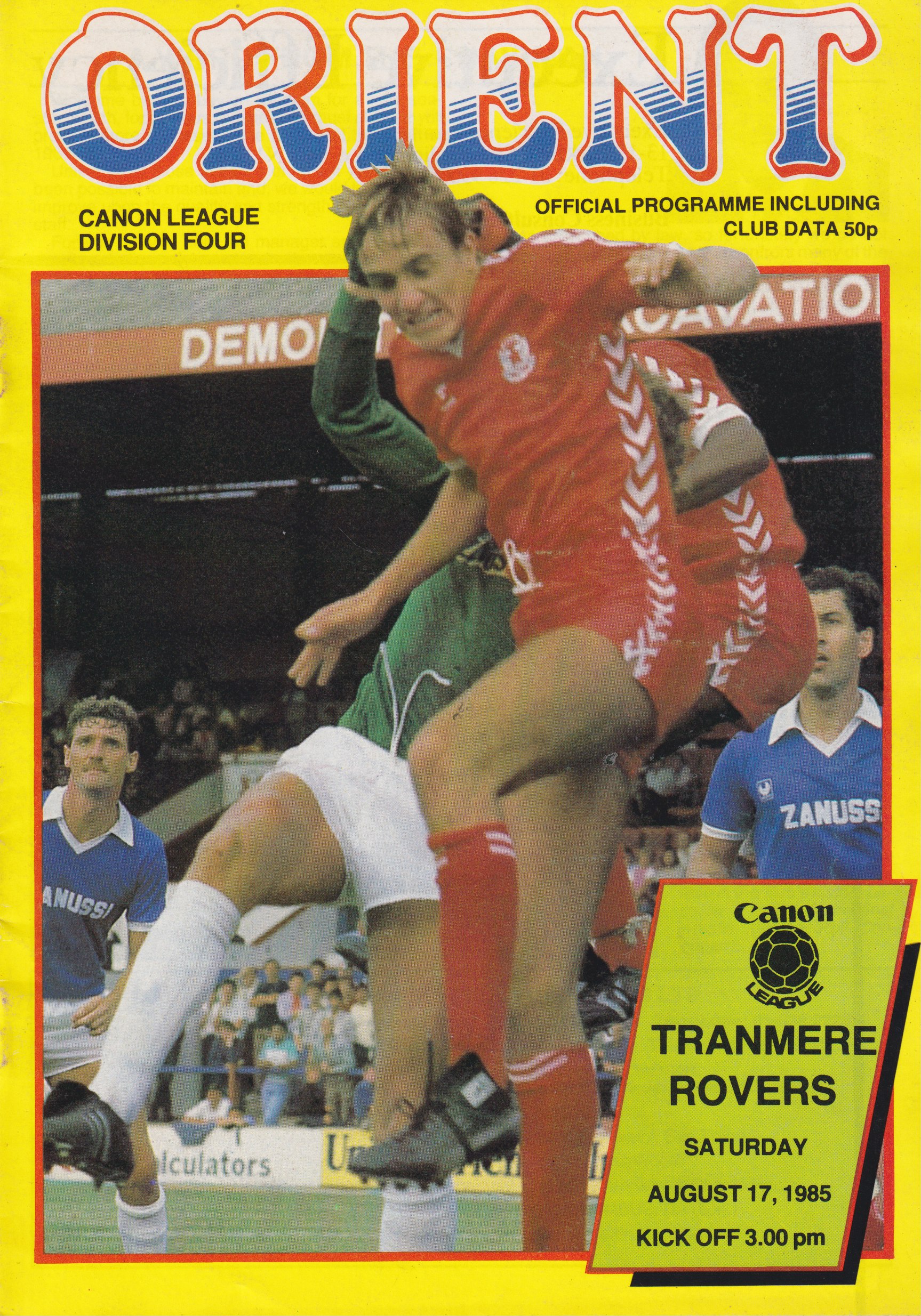 Match Programme for 17/08/1985