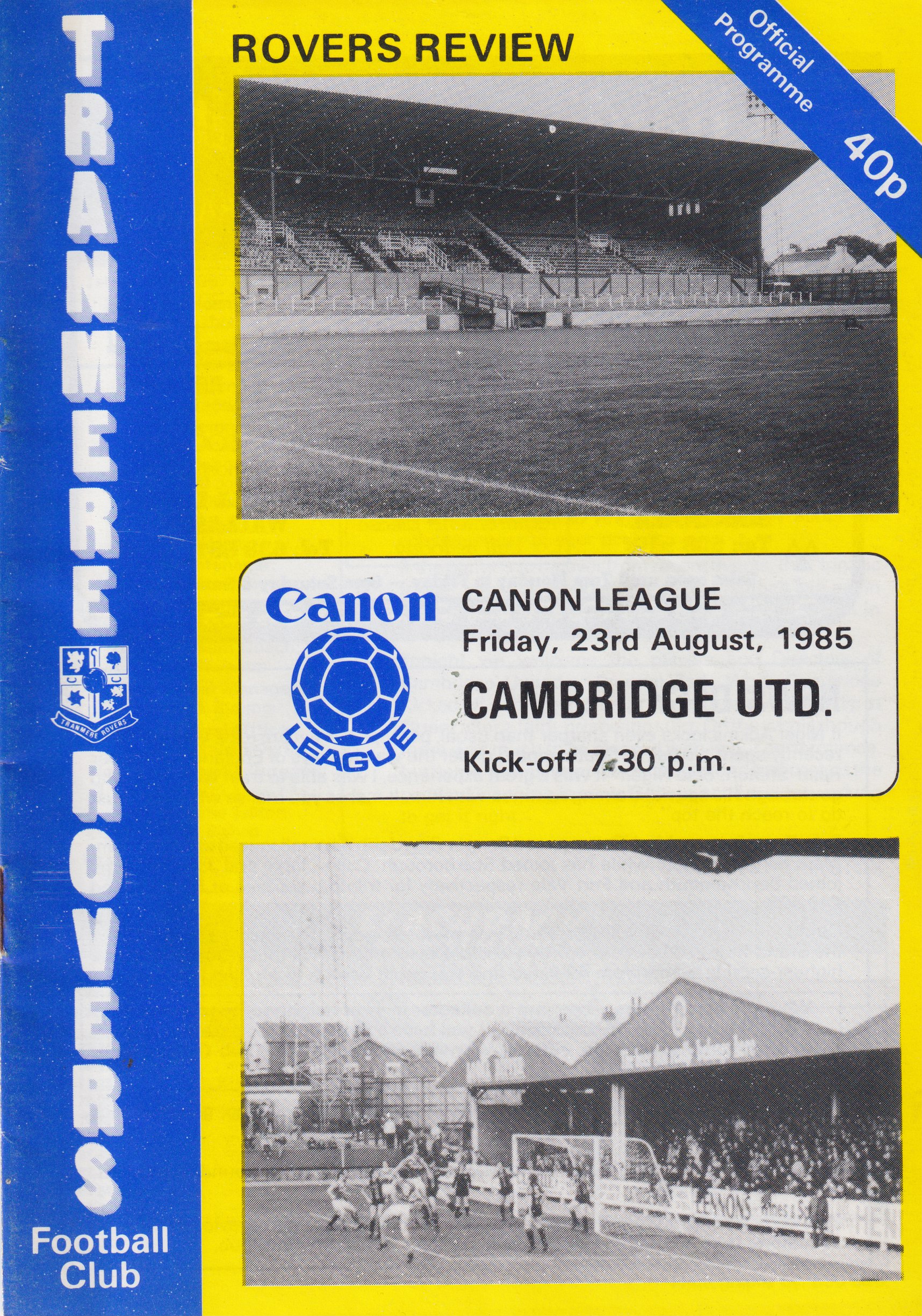Match Programme for 23/08/1985