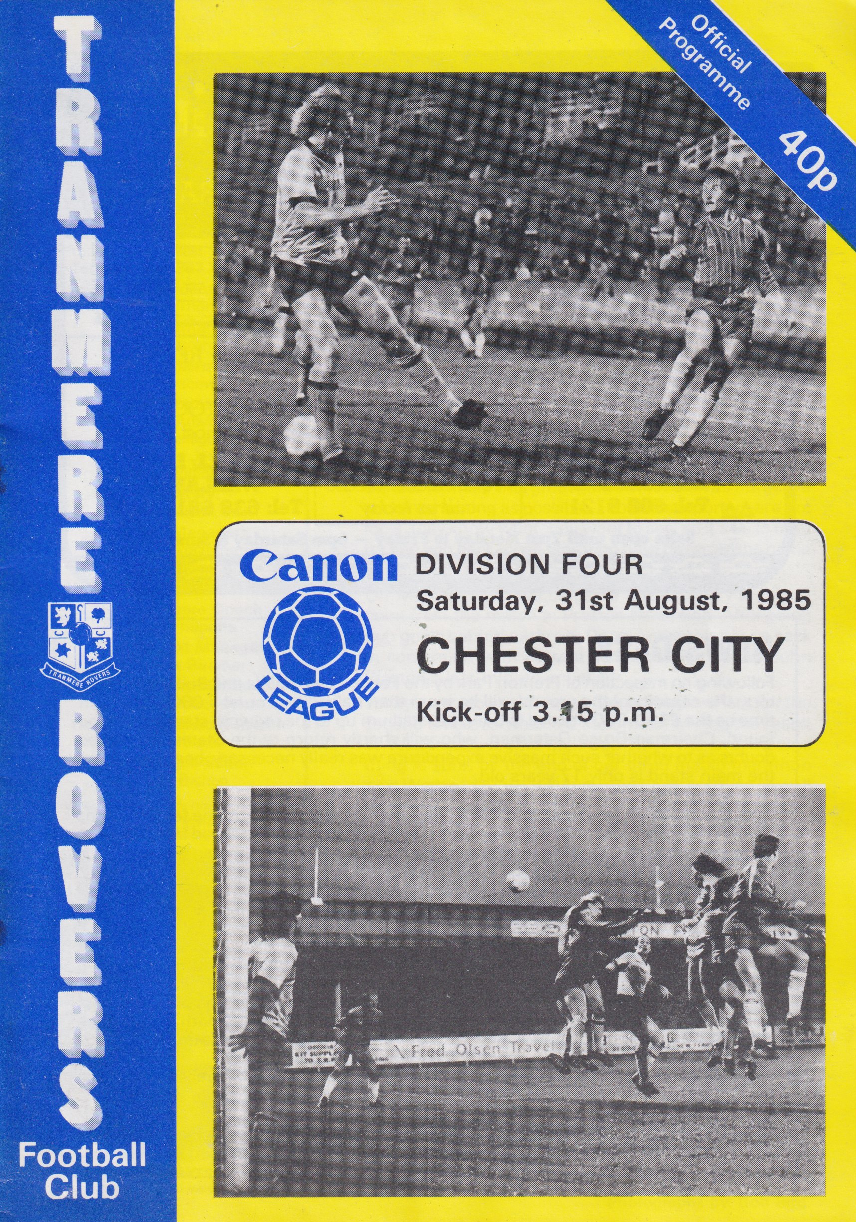 Match Programme for 31/08/1985