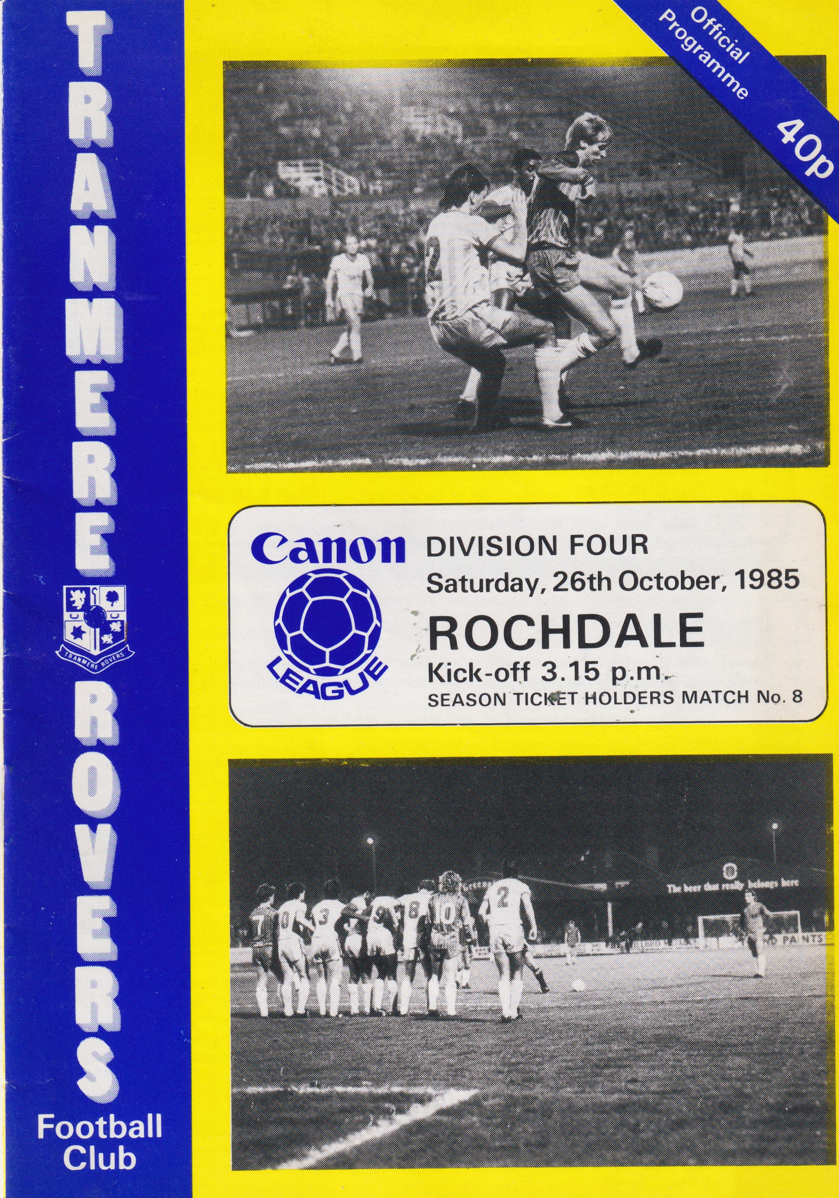Match Programme for 26/10/1985