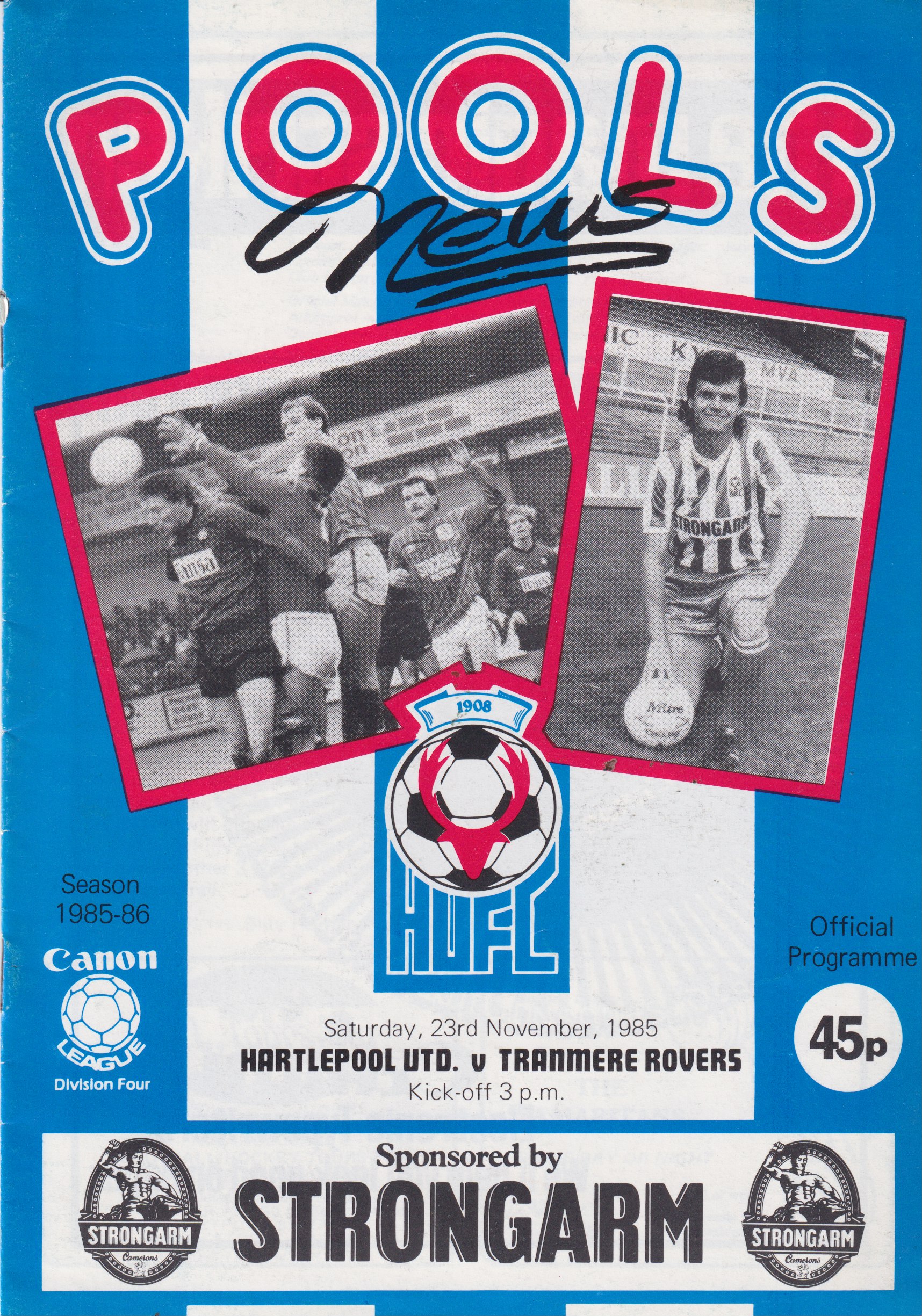 Match Programme for 23/11/1985