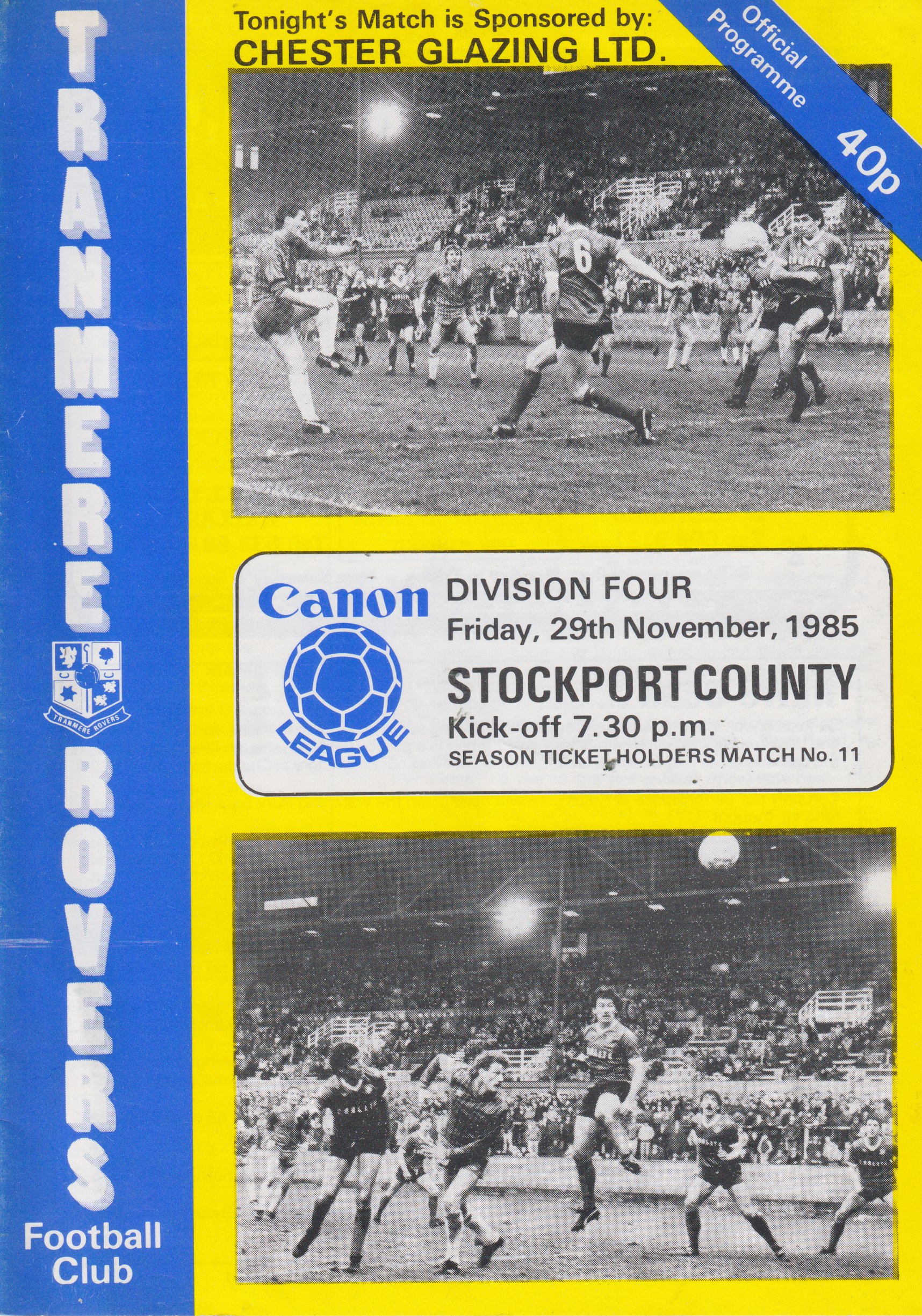 Match Programme for 29/11/1985