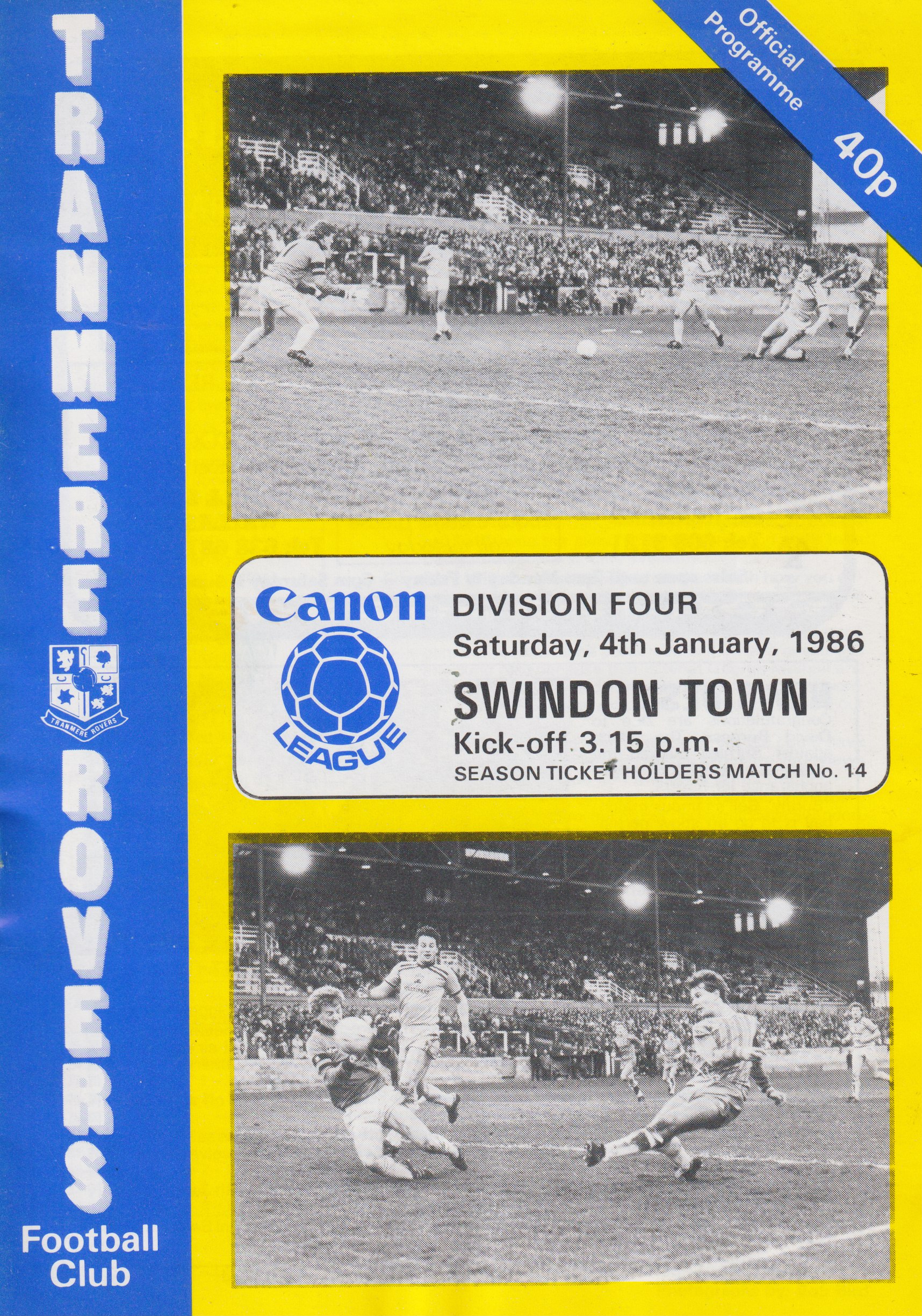 Match Programme for 04/01/1986