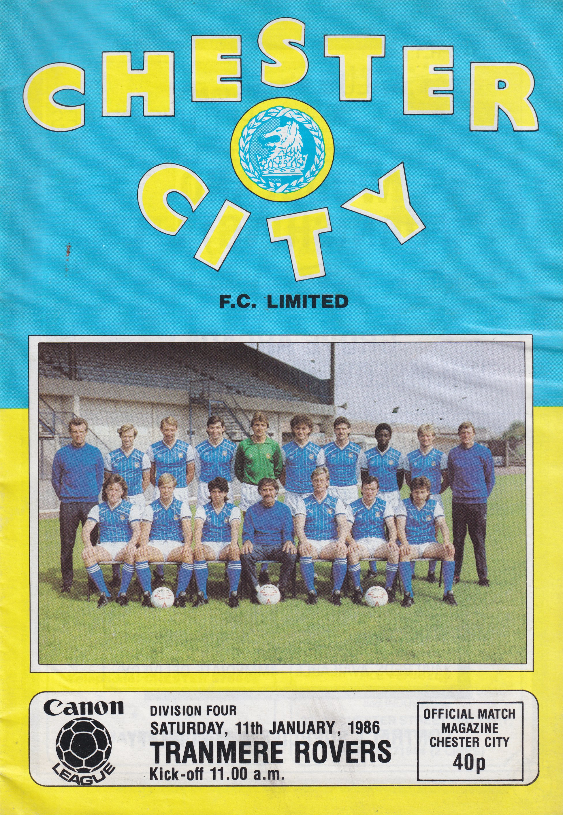 Match Programme for 11/01/1986