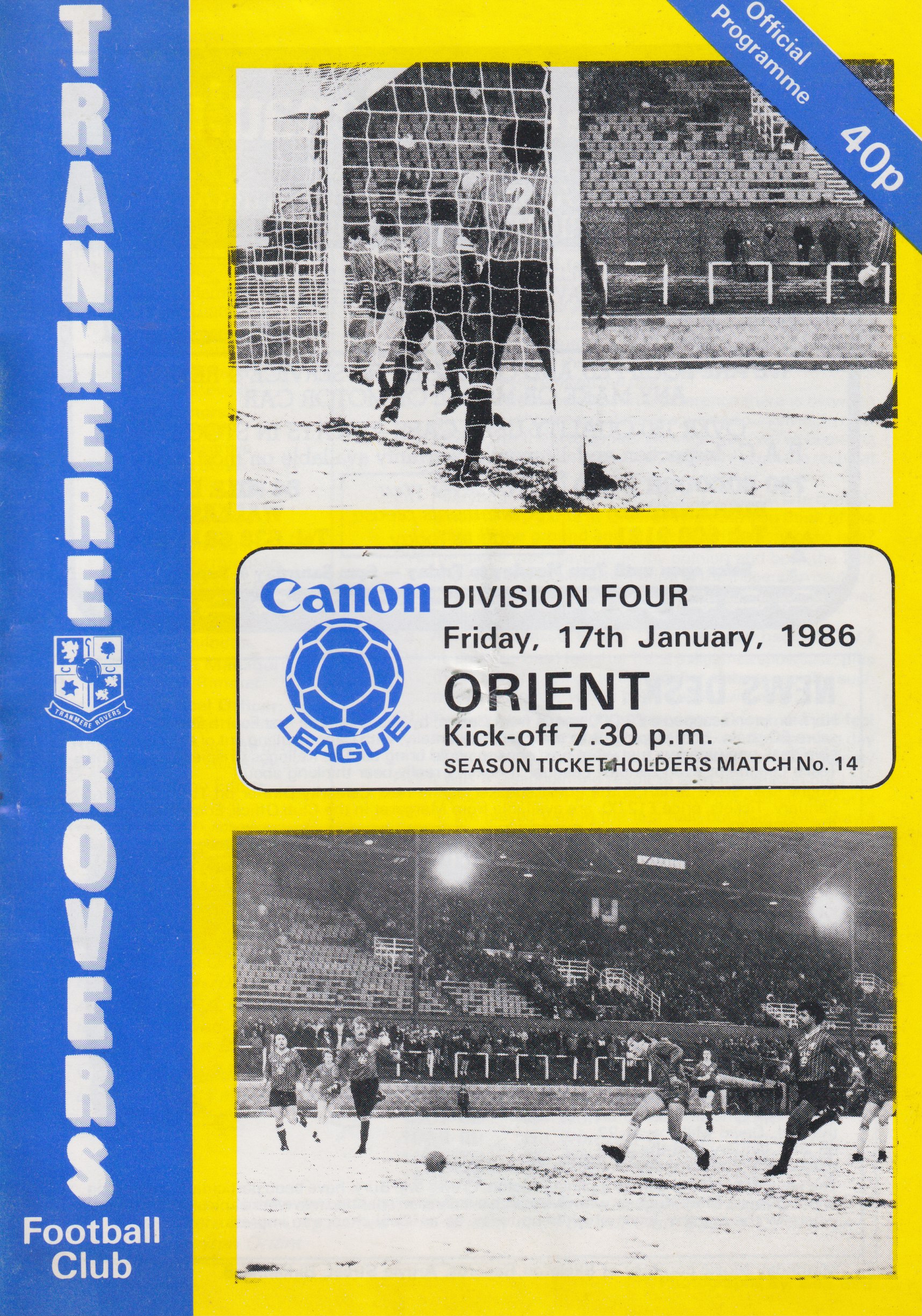 Match Programme for 17/01/1986