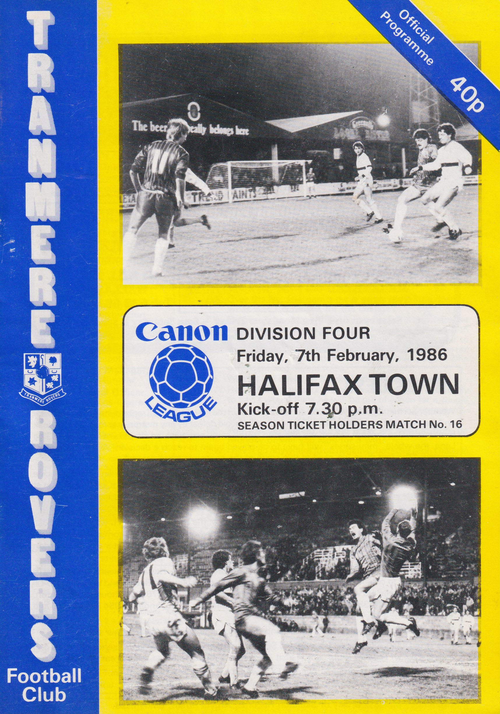 Match Programme for 07/02/1986